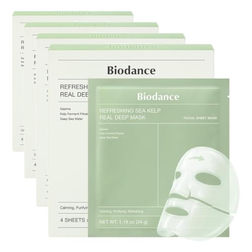 BIODANCE Bio-Collagen Real Deep Mask, Hydrating Overnight Hydrogel Face Mask, Pore Minimizing, Elasticity, Plumping, Travel Essentials & Self Care Gifts for Women, Korean Skin Care | 1.19oz(34g) x 4ea