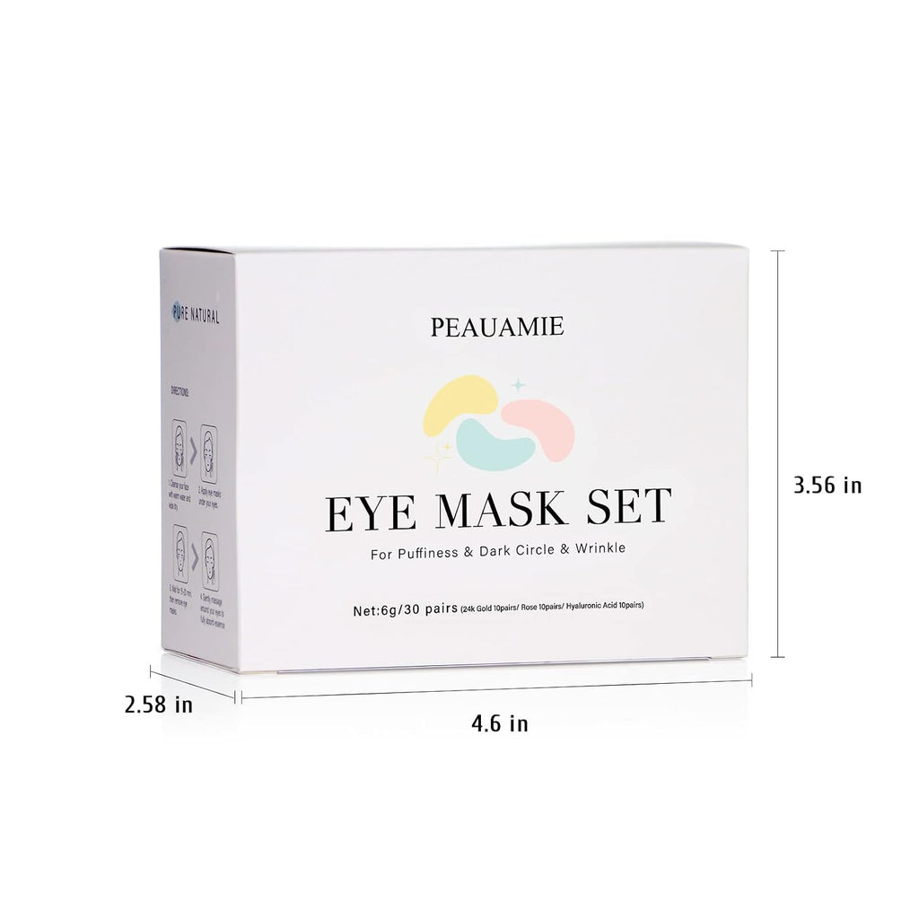 PEAUAMIE Under Eye Patches Gold and Hyaluronic Acid for puffy eyes,Rose Eye Masks for Dark Circles and Puffiness skin care Smooth Wrinkles products 30 Pairs