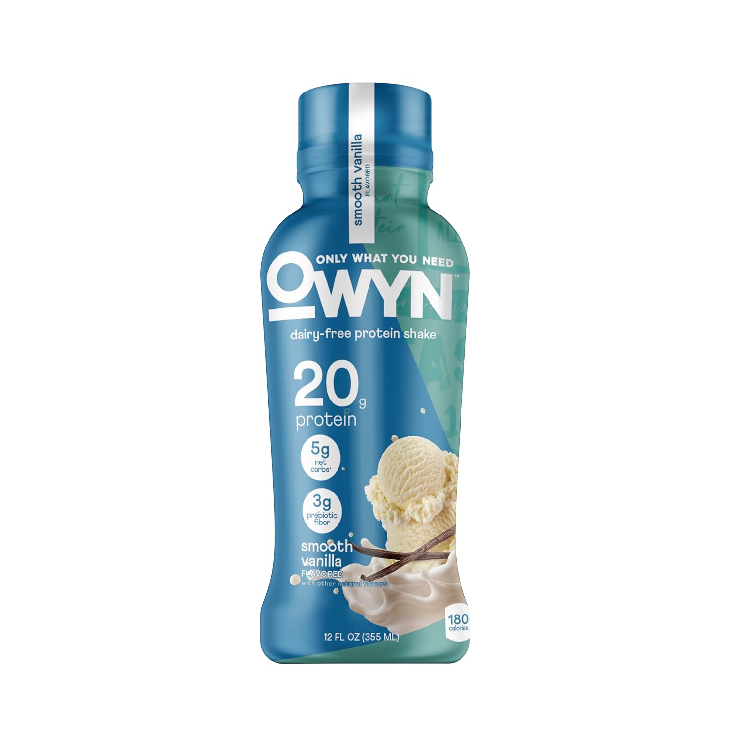 OWYN Only What You Need Dark Chocolate Flavored 20g Protein Shake, 12 Ct | 20g Protein, 4g Sugar, 3g Prebiotic Fiber, Dairy Free, Plant Protein, Gluten Free, Individual 12fl oz Bottles