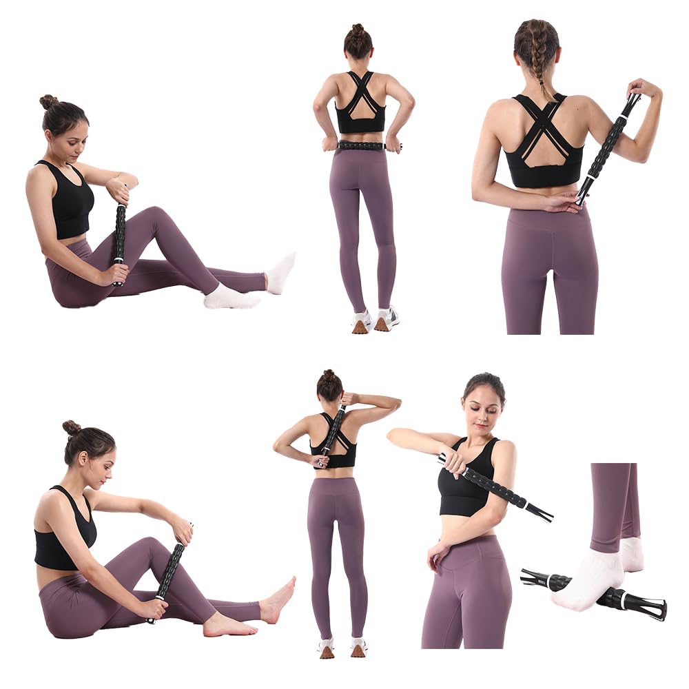Wooden Cellulite Massage Roller for Legs and Thighs - Handheld Fascia Blaster Tool for Muscle Relief, Lymphatic Drainage & Body Sculpting - Anti Cellulite Massager for Women and Men (12 Wheel)