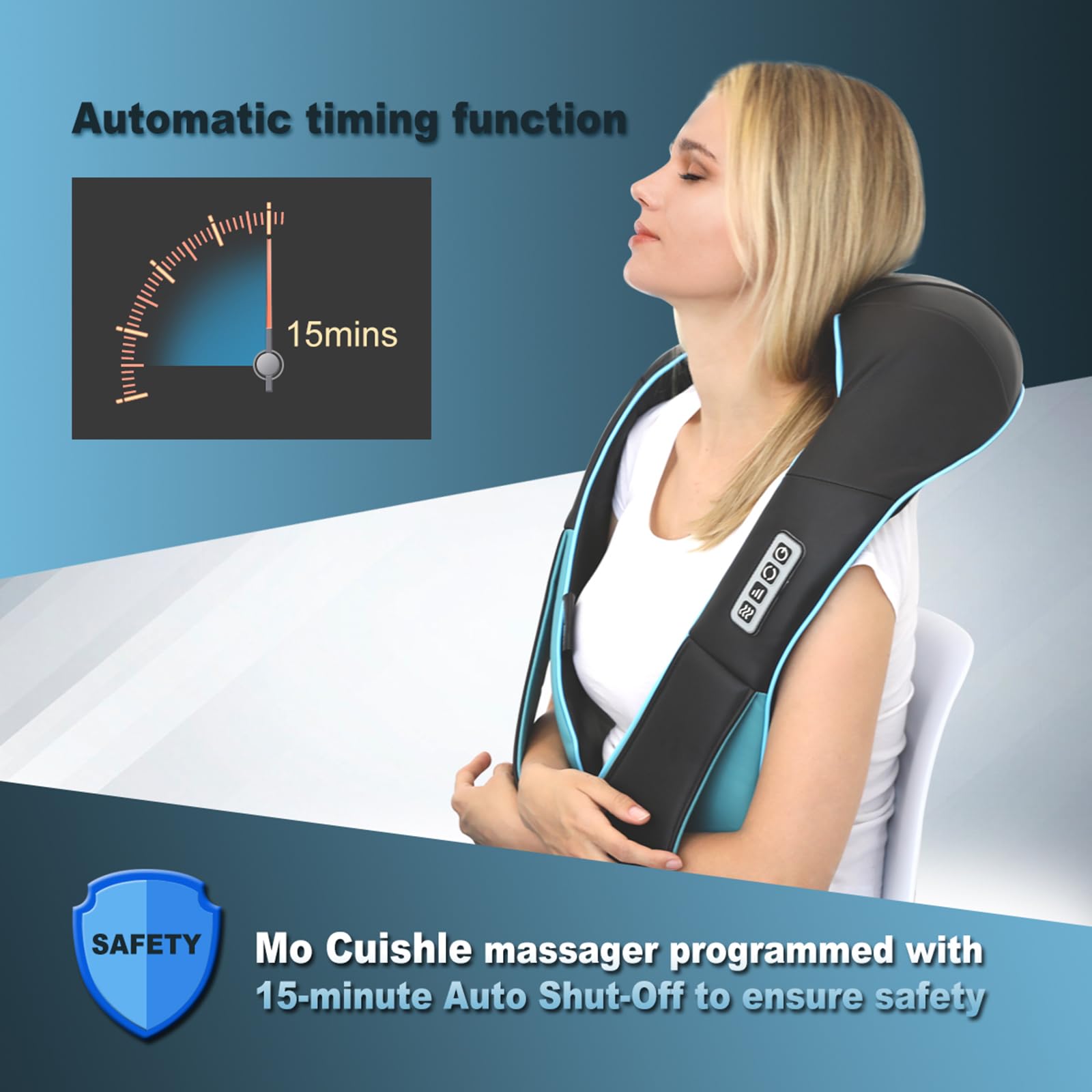 Mo Cuishle Women Men Gifts, Shiatsu Back Shoulder & Neck Massager with Heat | Electric Deep Tissue 4D Kneading Massage, Best Gifts for Mom Dad Wife Husband her Him, Christmas, Birthday (NOT Cordless)