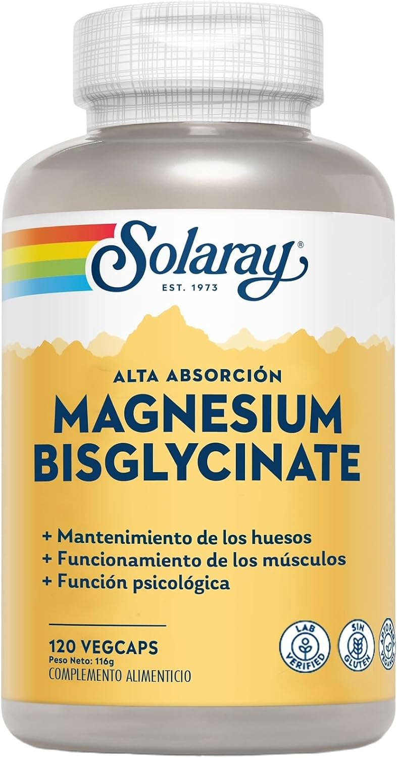 SOLARAY Enhanced Absorption Magnesium Glycinate 350 mg, 120 VegCaps | Muscle, Bone & Heart Support, Chelated Magnesium Bisglycinate with BioPerine, 30 Servings, Vegan, Lab Verified