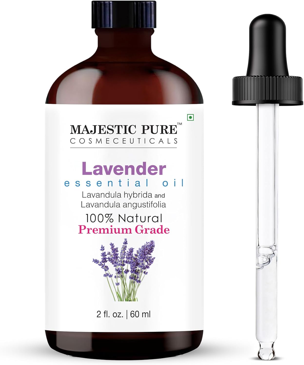 Majestic Pure Lavender Essential Oil for Diffuser - 4 Fl Oz | 100% Natural Essentials Oils for Aromatherapy, Soap and Candle Making Fragrance, Massage and Skin, Lavender Oil
