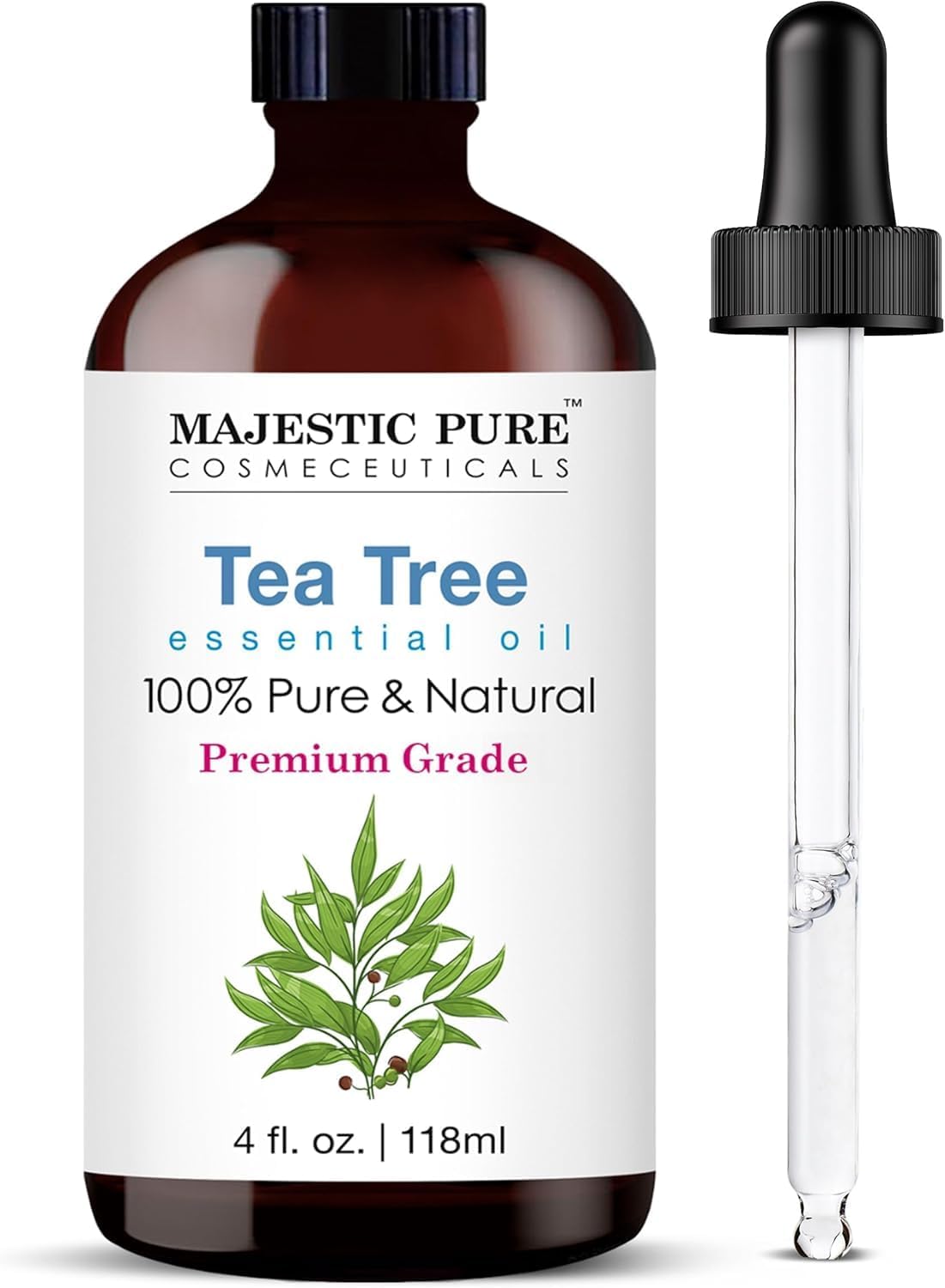 Majestic Pure Lavender Essential Oil for Diffuser - 4 Fl Oz | 100% Natural Essentials Oils for Aromatherapy, Soap and Candle Making Fragrance, Massage and Skin, Lavender Oil