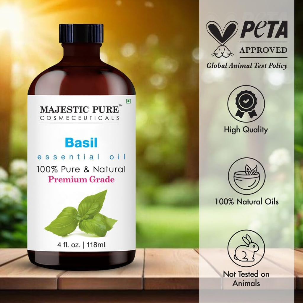 Majestic Pure Lavender Essential Oil for Diffuser - 4 Fl Oz | 100% Natural Essentials Oils for Aromatherapy, Soap and Candle Making Fragrance, Massage and Skin, Lavender Oil