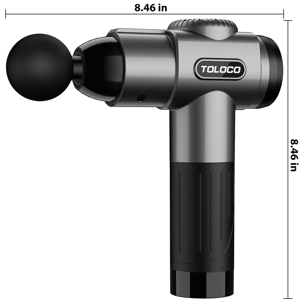 TOLOCO Massage Gun, Deep Tissue Back Massage for Athletes for Pain Relief, Percussion Massager with 10 Massages Heads & Silent Brushless Motor, Relaxation Gifts for Men Women, Black