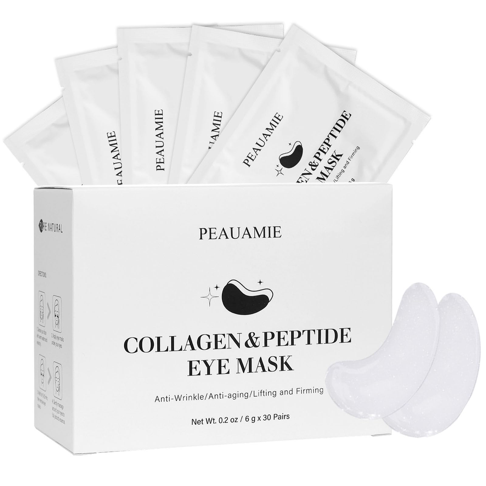 PEAUAMIE Under Eye Patches Gold and Hyaluronic Acid for puffy eyes,Rose Eye Masks for Dark Circles and Puffiness skin care Smooth Wrinkles products 30 Pairs