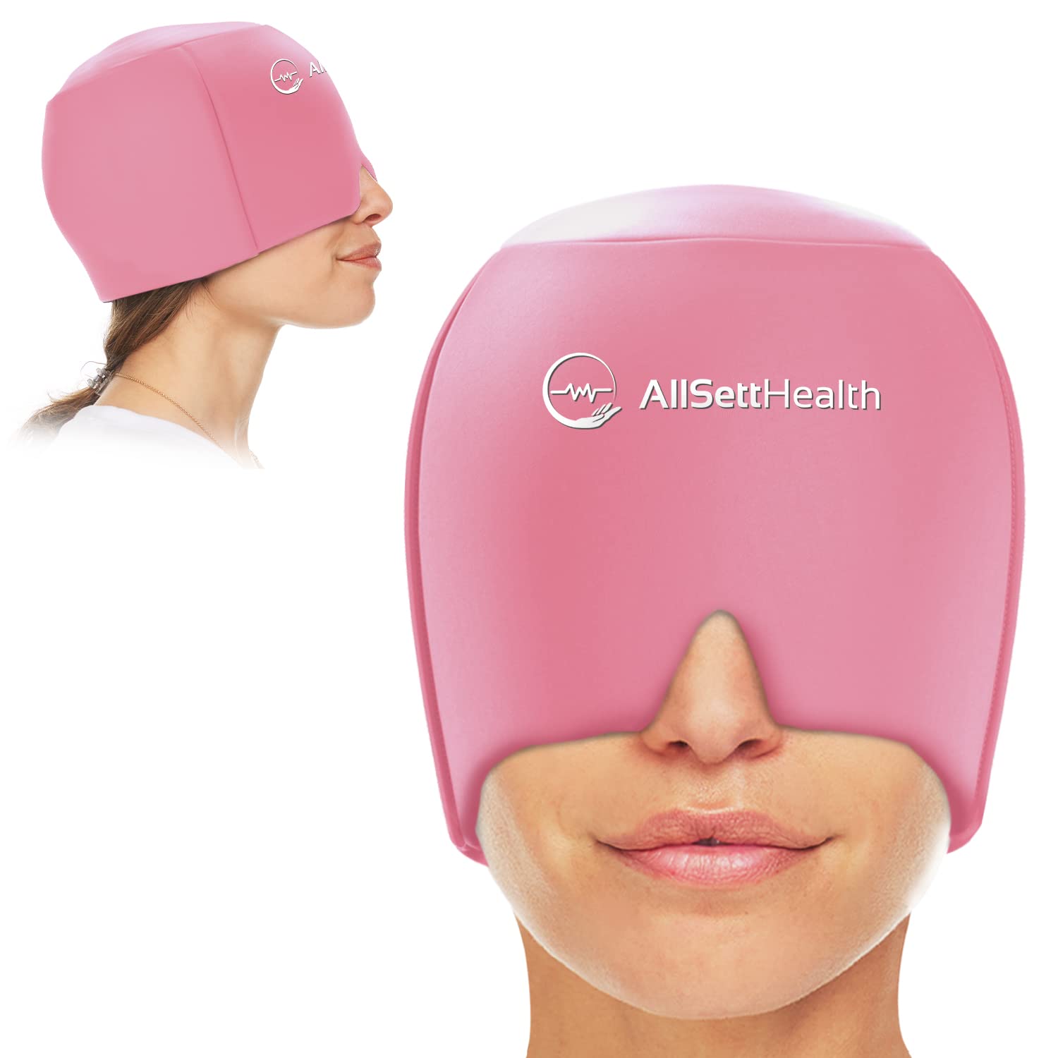 Migraine Relief Cap Ice Head Wrap and Hat | Hot/Cold Gel Pack with Face and Eye Mask Compress for Headache Relief - Black