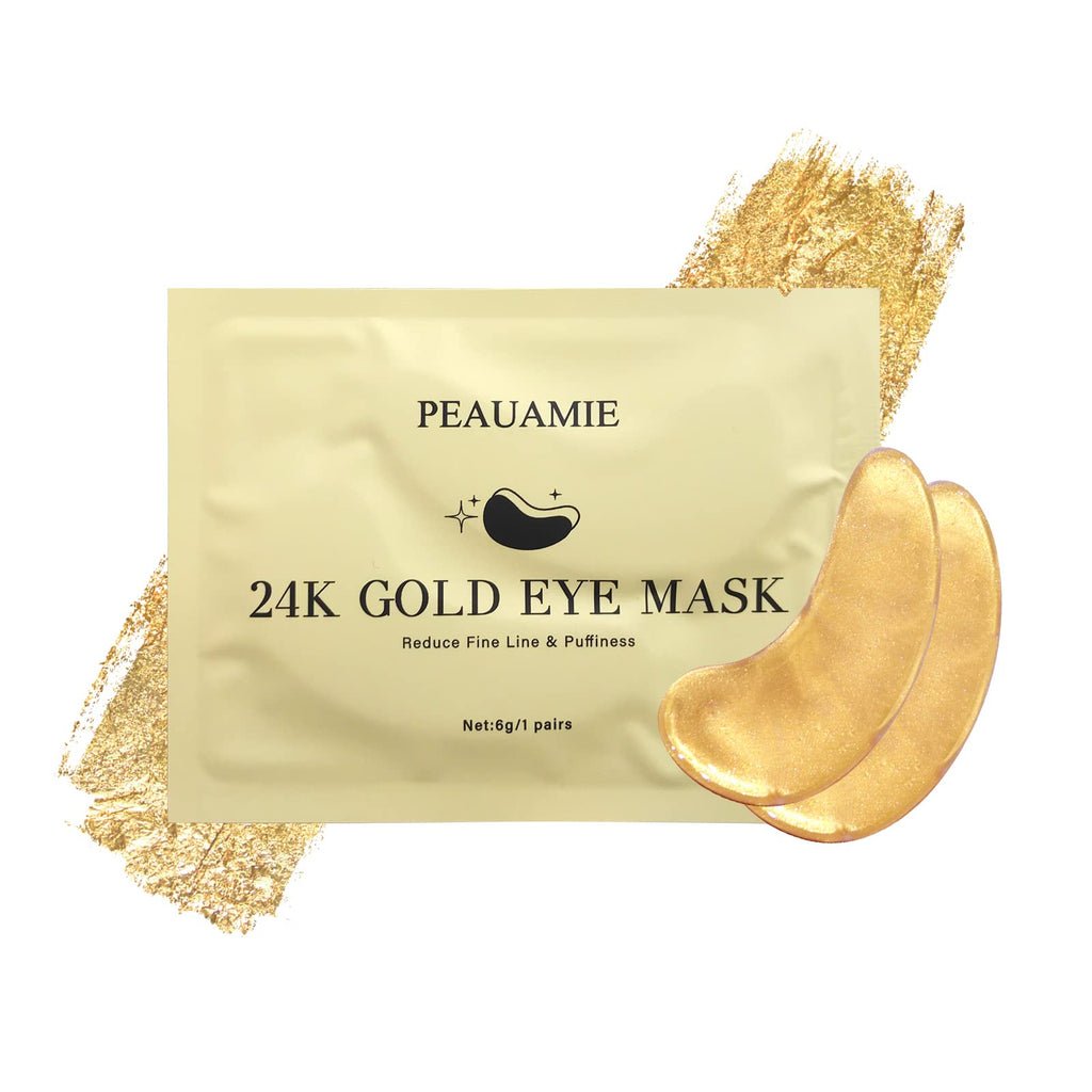 PEAUAMIE Under Eye Patches Gold and Hyaluronic Acid for puffy eyes,Rose Eye Masks for Dark Circles and Puffiness skin care Smooth Wrinkles products 30 Pairs