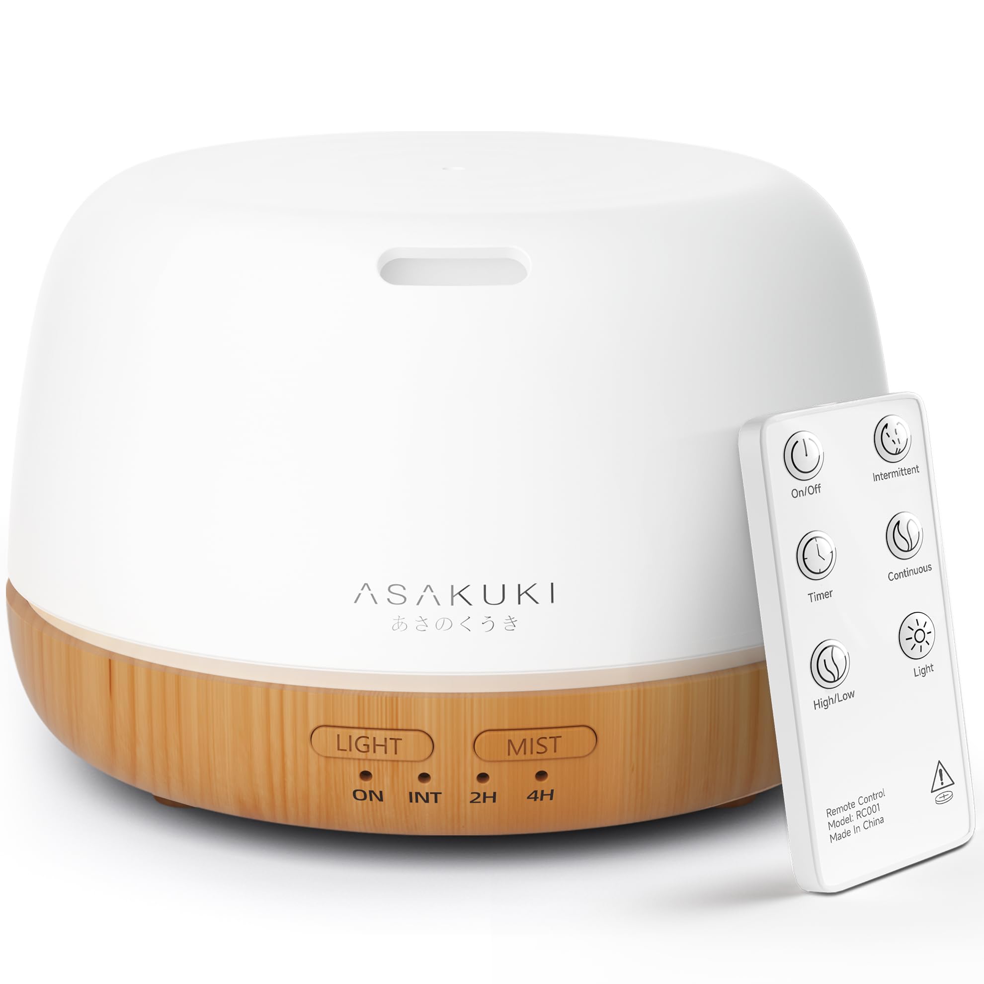ASAKUKI Essential Oil Diffuser for Home, 500ML Aromatherapy Humidifier | with Remote Control, 7 Color LED Lights, Quiet Cool Mist Diffuser for Bedroom, Living Room, Office (Yellow)