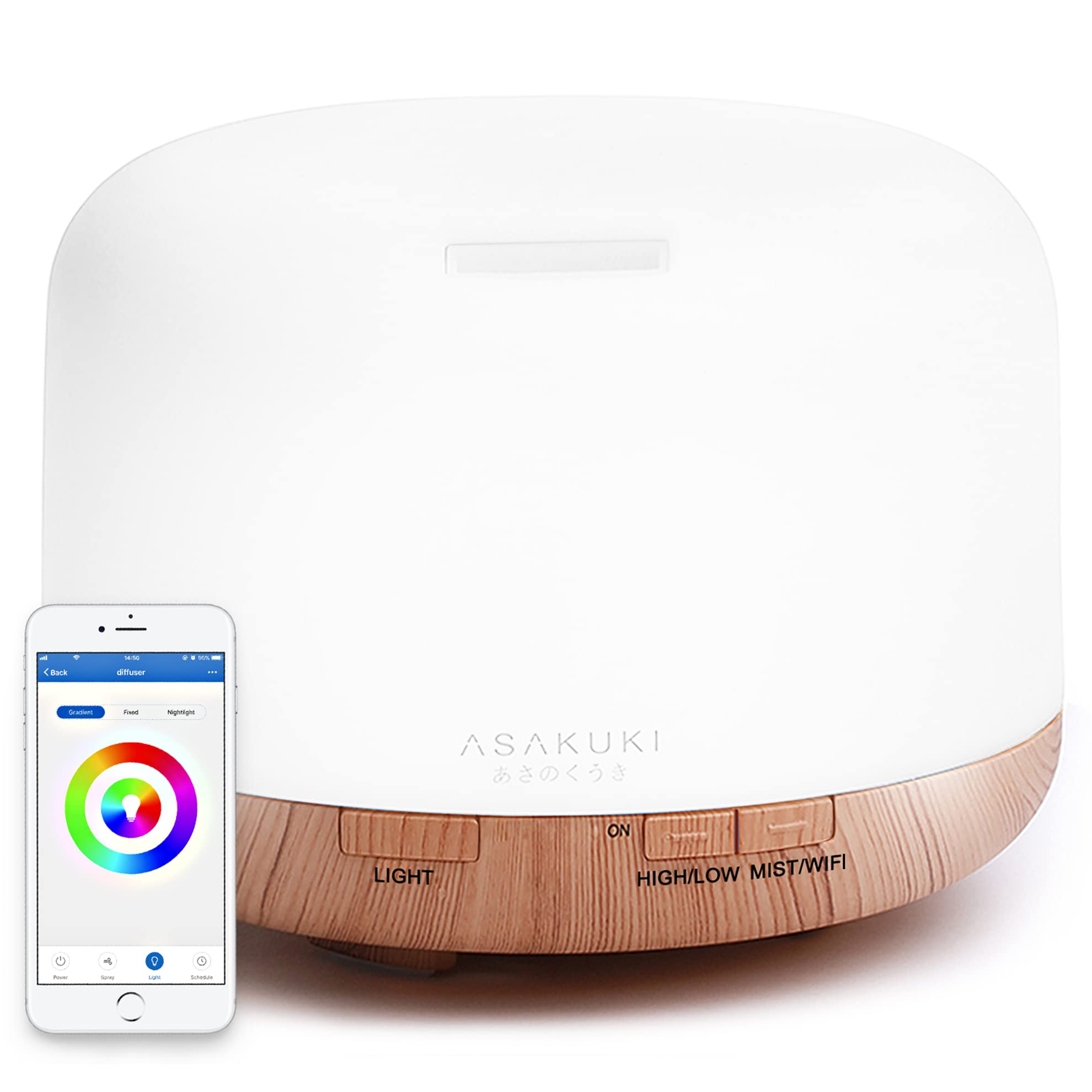 ASAKUKI Essential Oil Diffuser for Home, 500ML Aromatherapy Humidifier | with Remote Control, 7 Color LED Lights, Quiet Cool Mist Diffuser for Bedroom, Living Room, Office (Yellow)