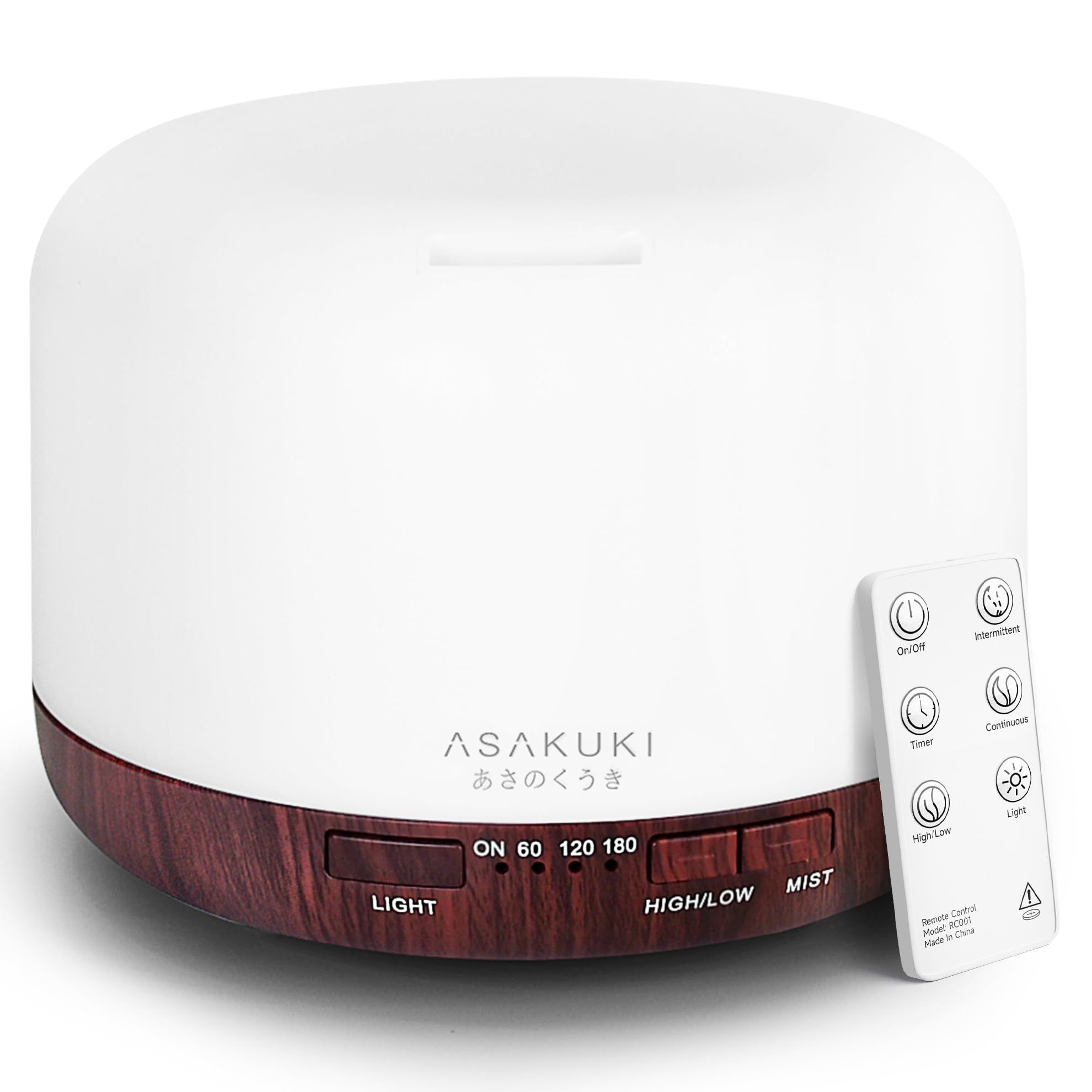ASAKUKI Essential Oil Diffuser for Home, 500ML Aromatherapy Humidifier | with Remote Control, 7 Color LED Lights, Quiet Cool Mist Diffuser for Bedroom, Living Room, Office (Yellow)