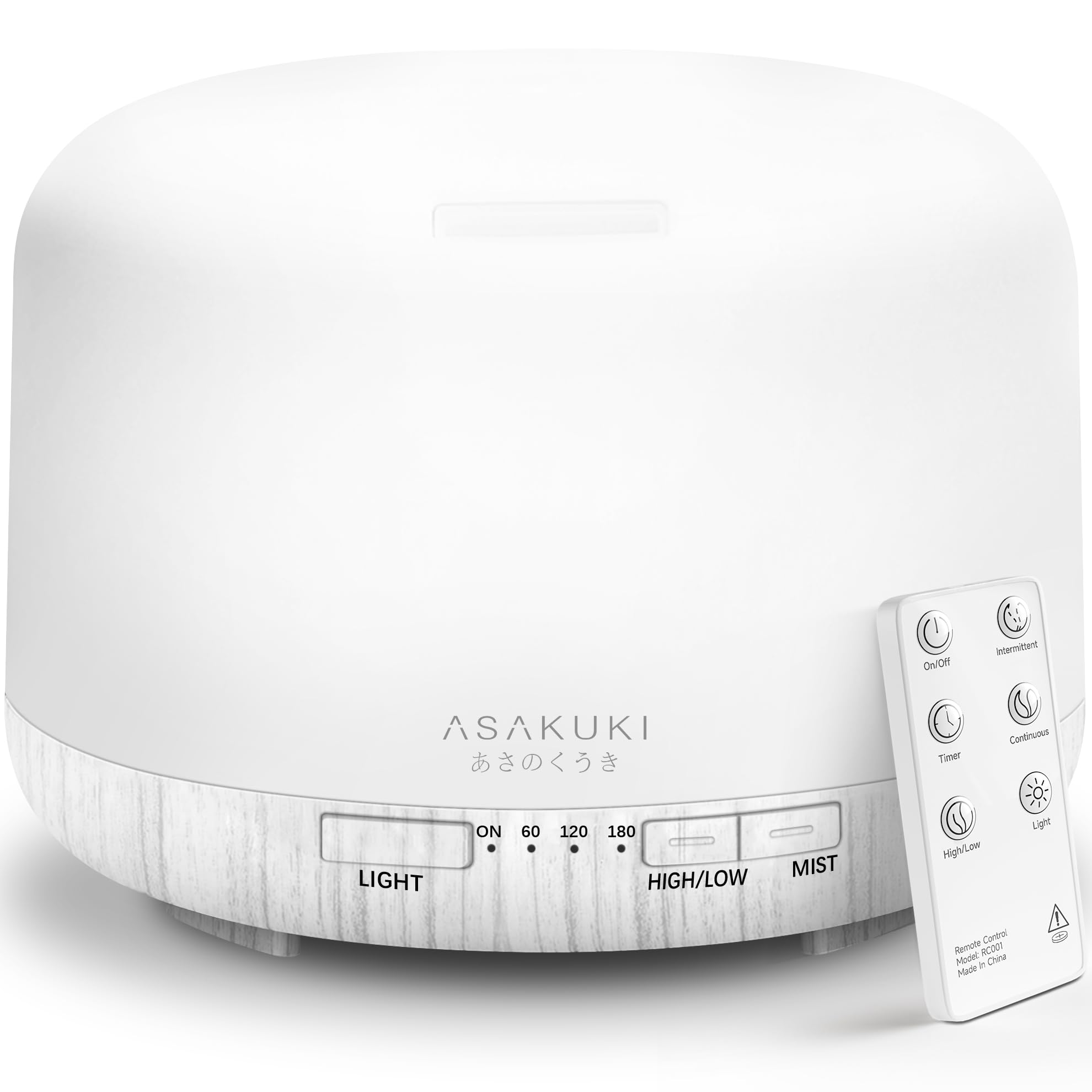 ASAKUKI Essential Oil Diffuser for Home, 500ML Aromatherapy Humidifier | with Remote Control, 7 Color LED Lights, Quiet Cool Mist Diffuser for Bedroom, Living Room, Office (Yellow)
