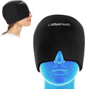 Migraine Relief Cap Ice Head Wrap and Hat | Hot/Cold Gel Pack with Face and Eye Mask Compress for Headache Relief - Black