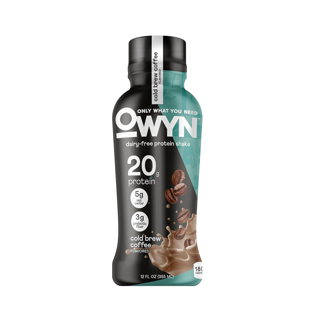 OWYN Only What You Need Dark Chocolate Flavored 20g Protein Shake, 12 Ct | 20g Protein, 4g Sugar, 3g Prebiotic Fiber, Dairy Free, Plant Protein, Gluten Free, Individual 12fl oz Bottles