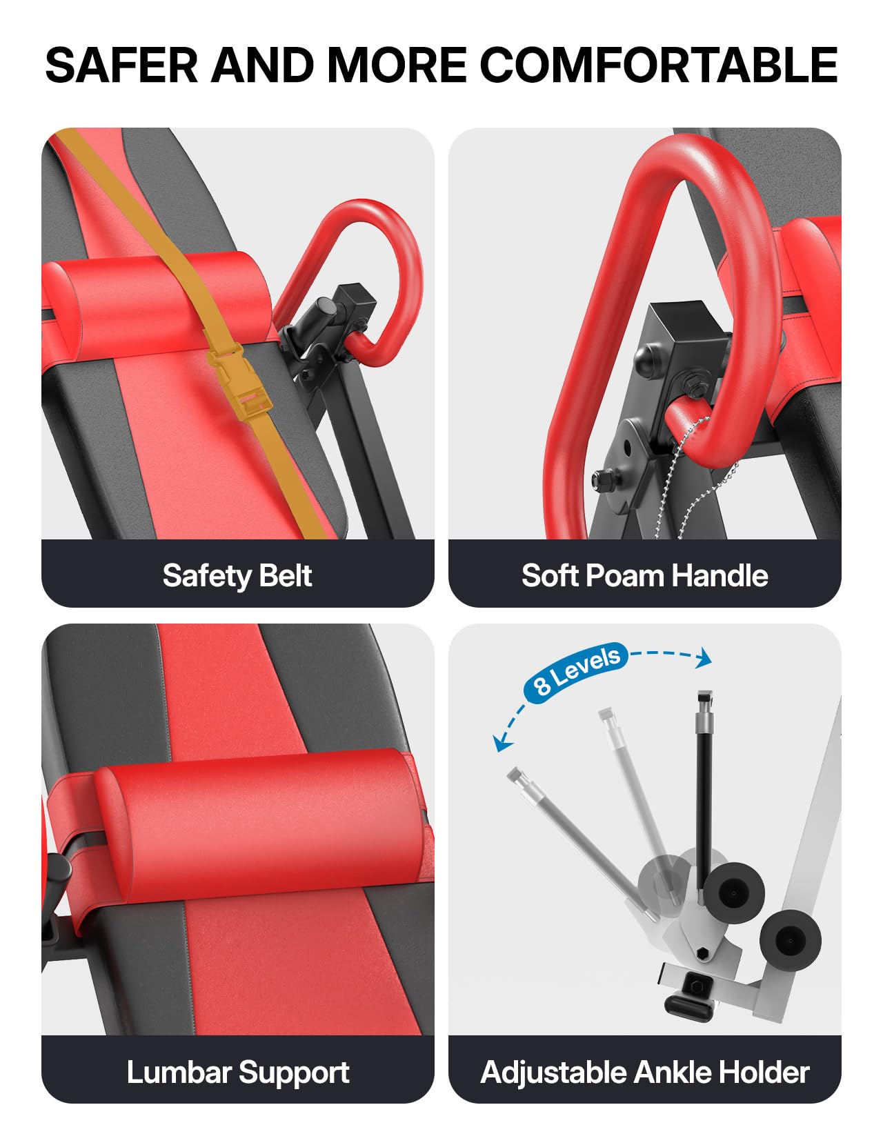 YOLEO Gravity Inversion Table for Back Pain Relief 2026 New Inversion Table | w/Lumbar Support, Easy to Assemble, Back Stretcher Machine 300 lbs