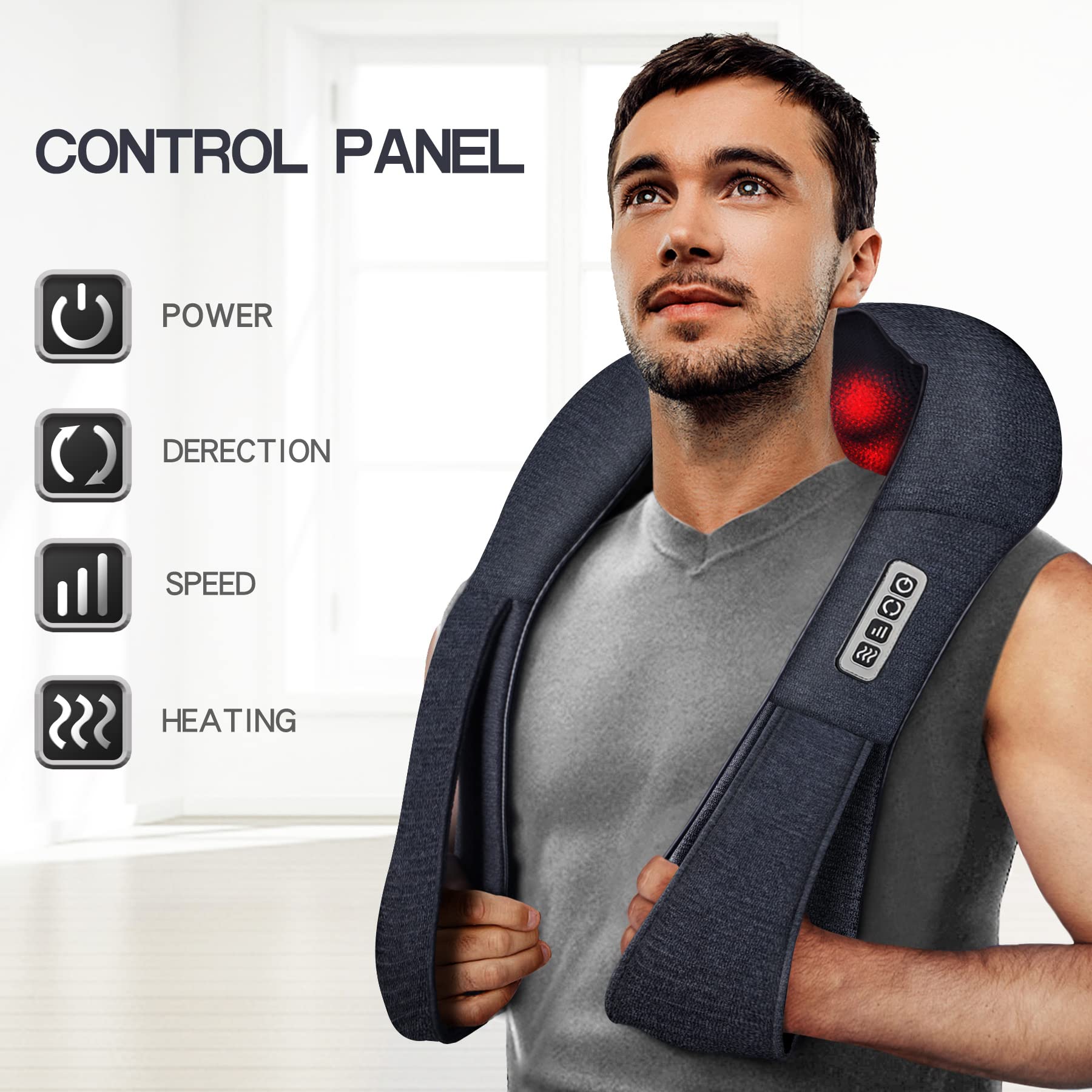 Mo Cuishle Women Men Gifts, Shiatsu Back Shoulder & Neck Massager with Heat | Electric Deep Tissue 4D Kneading Massage, Best Gifts for Mom Dad Wife Husband her Him, Christmas, Birthday (NOT Cordless)