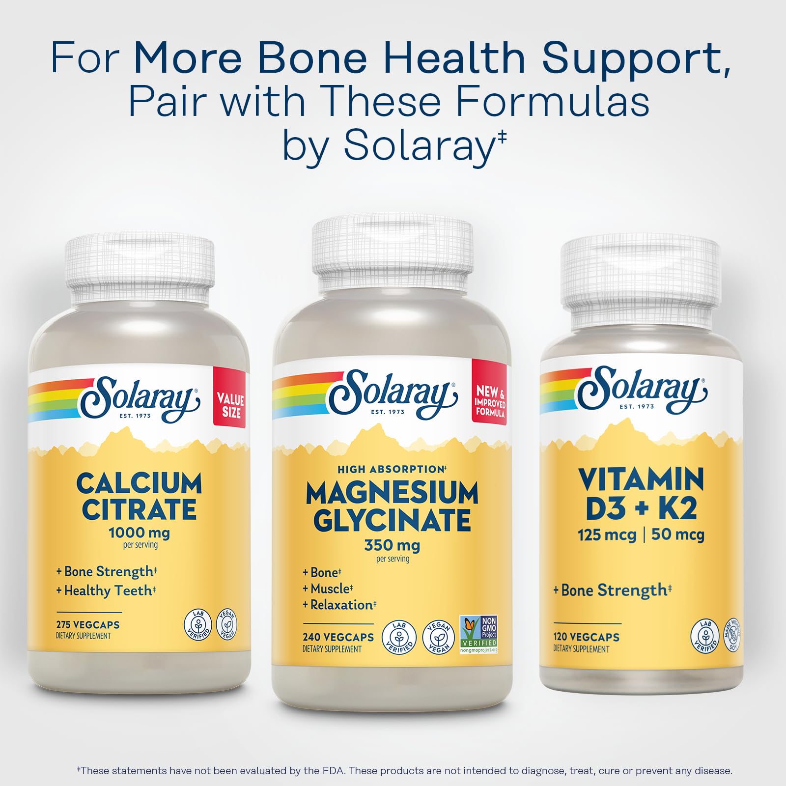 SOLARAY Enhanced Absorption Magnesium Glycinate 350 mg, 120 VegCaps | Muscle, Bone & Heart Support, Chelated Magnesium Bisglycinate with BioPerine, 30 Servings, Vegan, Lab Verified