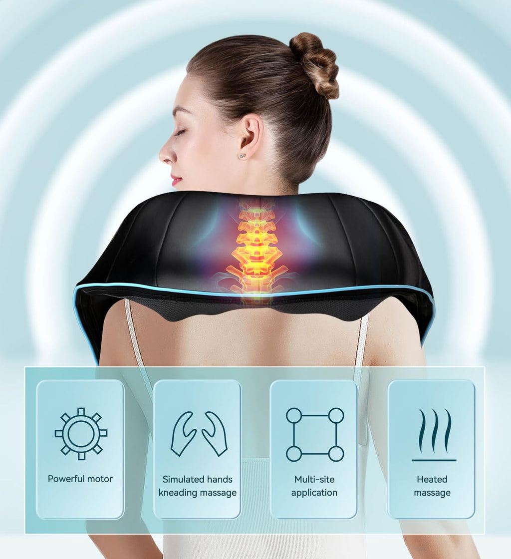 Mo Cuishle Women Men Gifts, Shiatsu Back Shoulder & Neck Massager with Heat | Electric Deep Tissue 4D Kneading Massage, Best Gifts for Mom Dad Wife Husband her Him, Christmas, Birthday (NOT Cordless)