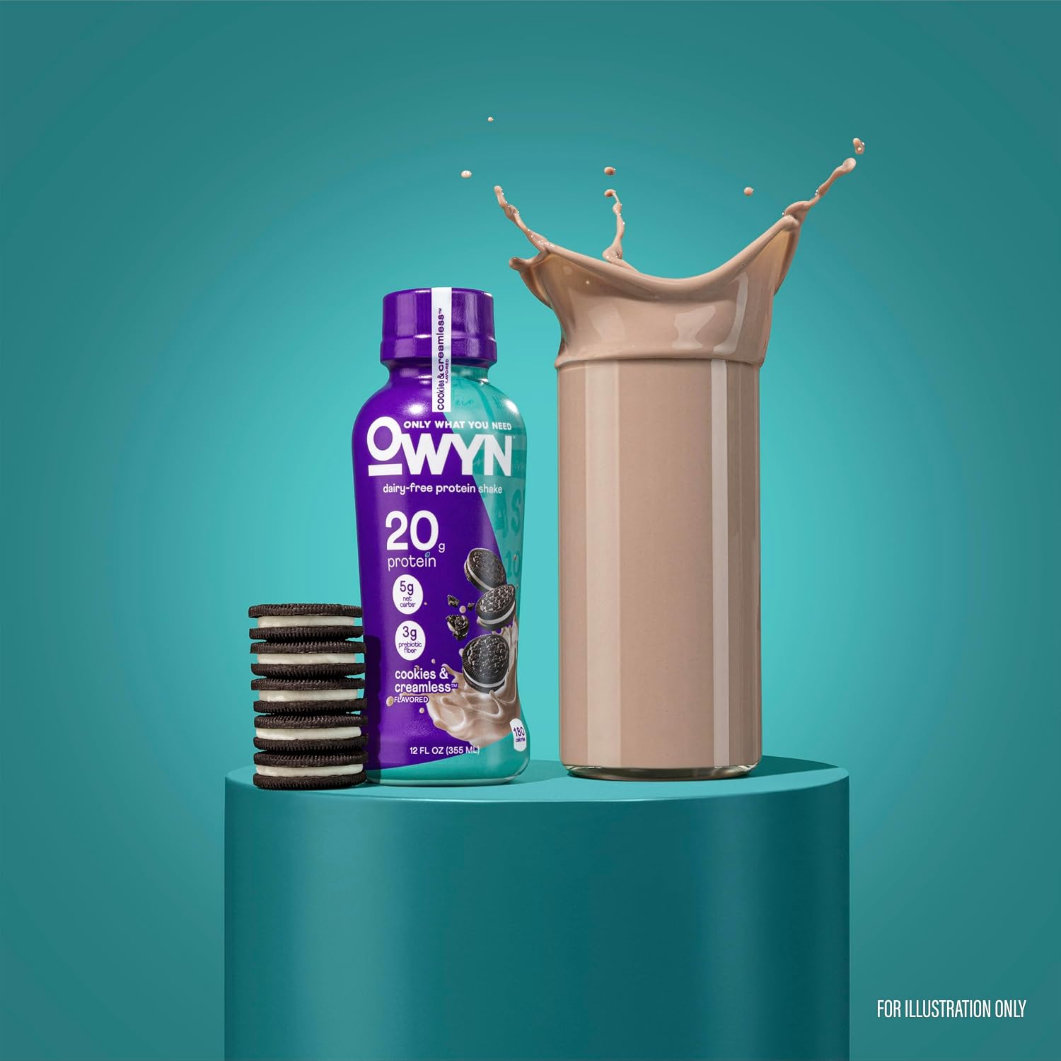 OWYN Only What You Need Dark Chocolate Flavored 20g Protein Shake, 12 Ct | 20g Protein, 4g Sugar, 3g Prebiotic Fiber, Dairy Free, Plant Protein, Gluten Free, Individual 12fl oz Bottles