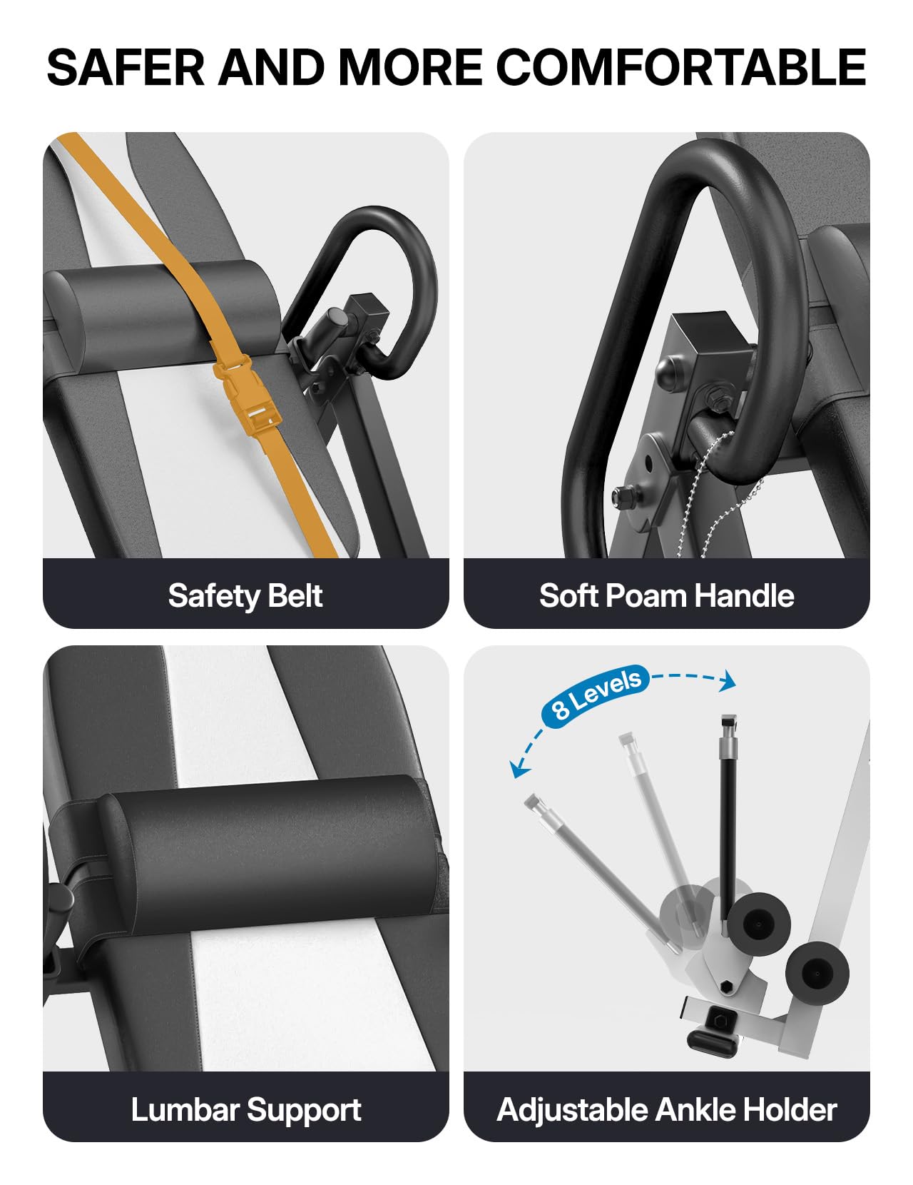 YOLEO Gravity Inversion Table for Back Pain Relief 2026 New Inversion Table | w/Lumbar Support, Easy to Assemble, Back Stretcher Machine 300 lbs