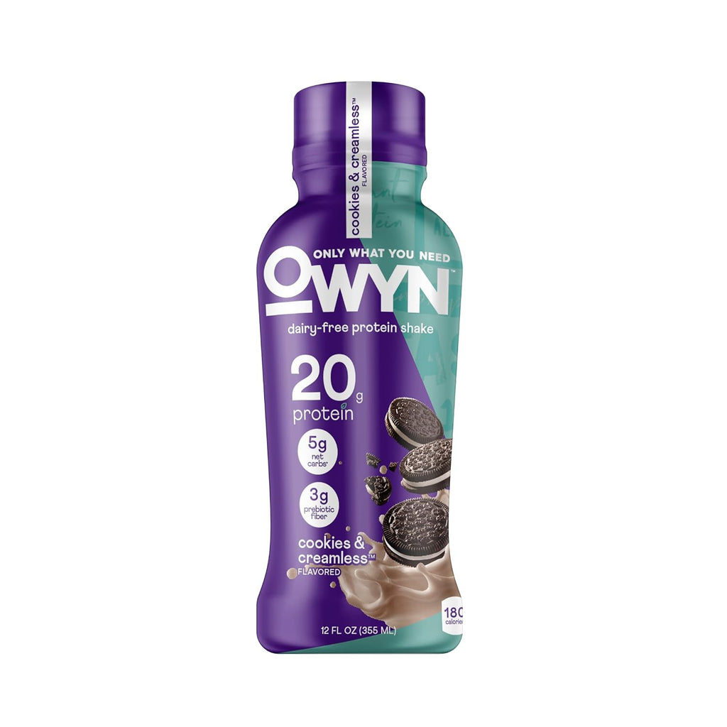 OWYN Only What You Need Dark Chocolate Flavored 20g Protein Shake, 12 Ct | 20g Protein, 4g Sugar, 3g Prebiotic Fiber, Dairy Free, Plant Protein, Gluten Free, Individual 12fl oz Bottles