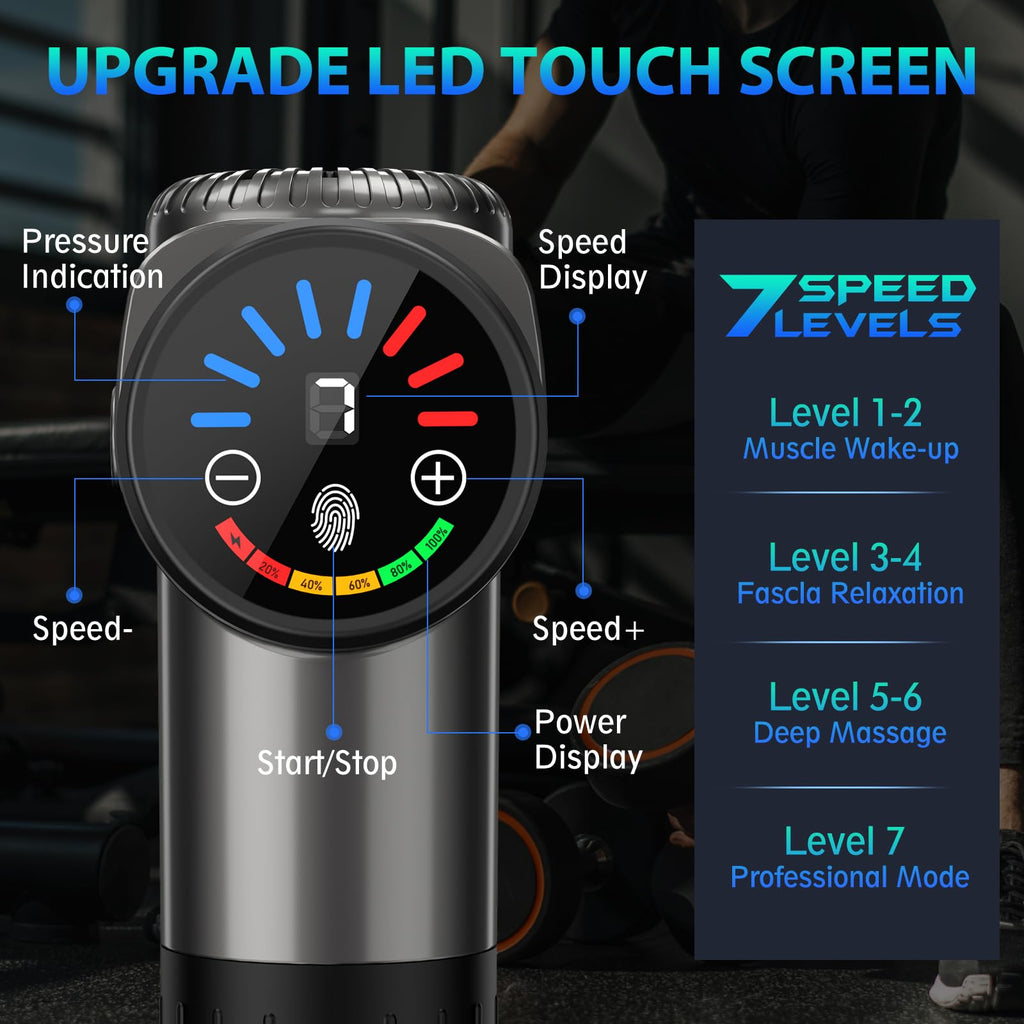 TOLOCO Massage Gun, Deep Tissue Back Massage for Athletes for Pain Relief, Percussion Massager with 10 Massages Heads & Silent Brushless Motor, Relaxation Gifts for Men Women, Black