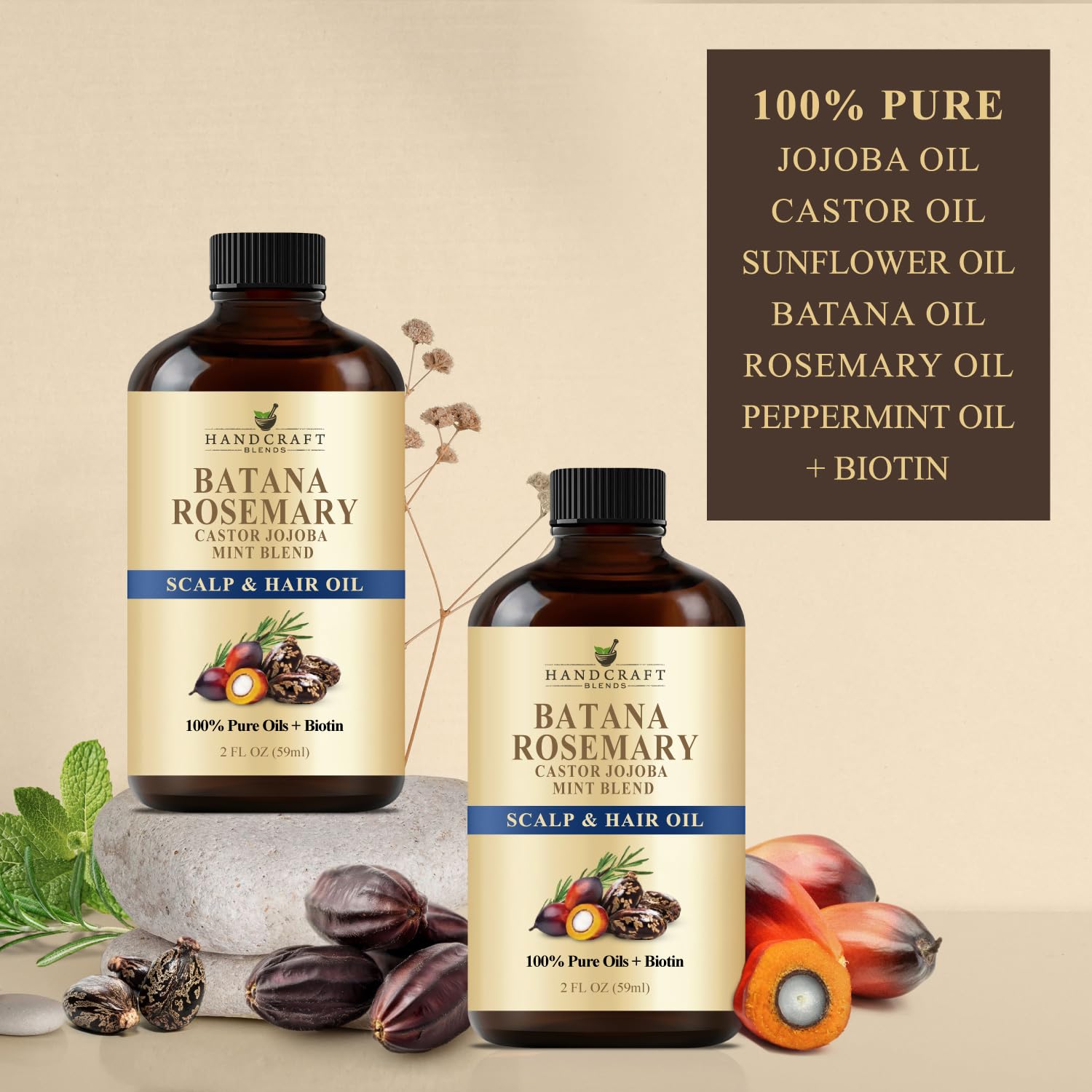 Handcraft Blends Cold-Pressed Organic Castor Oil 16 Fl Oz | Glass Bottle | Roll on Bottle | 100% Pure and Natural | Premium Grade Carrier Oil | Hair, Eyelashes and Eyebrows | Hair and Body