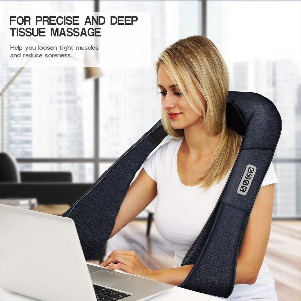 Mo Cuishle Women Men Gifts, Shiatsu Back Shoulder & Neck Massager with Heat | Electric Deep Tissue 4D Kneading Massage, Best Gifts for Mom Dad Wife Husband her Him, Christmas, Birthday (NOT Cordless)