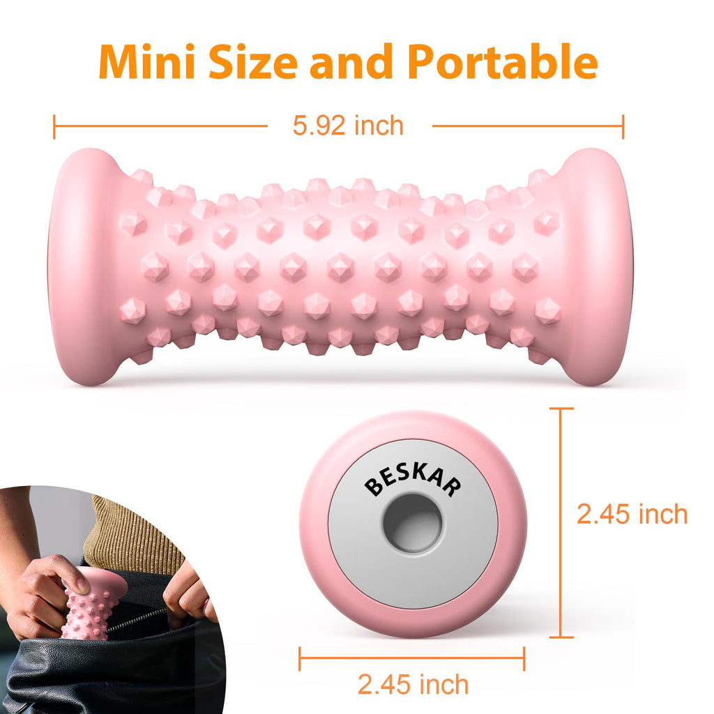 BESKAR Foot Massager Roller for Plantar Fasciitis Relief | Portable Foot Roller to Deep Tissue Muscle Massage, Foot Arch and Heel Pain, Foot Trigger Point Therapy, Reflexology Tool