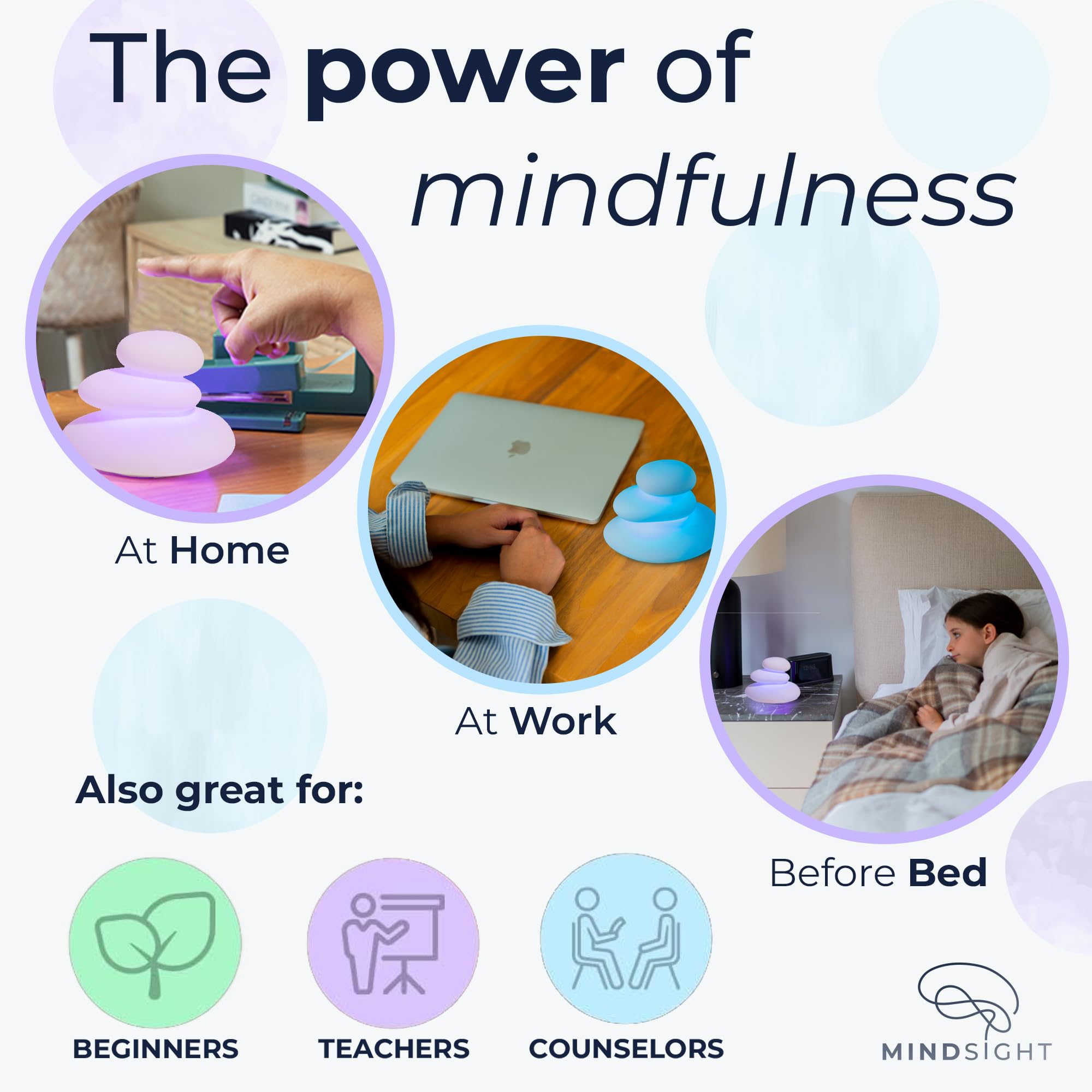 Mindsight 'Original Breathing Buddha' Guided Visual Meditation | 3 Modes to Slow Your Breathing & Calm Your Mind | Stress & Anxiety Relief | Wellness Gift | Adults, Kids, Classrooms | USB Rechargeable
