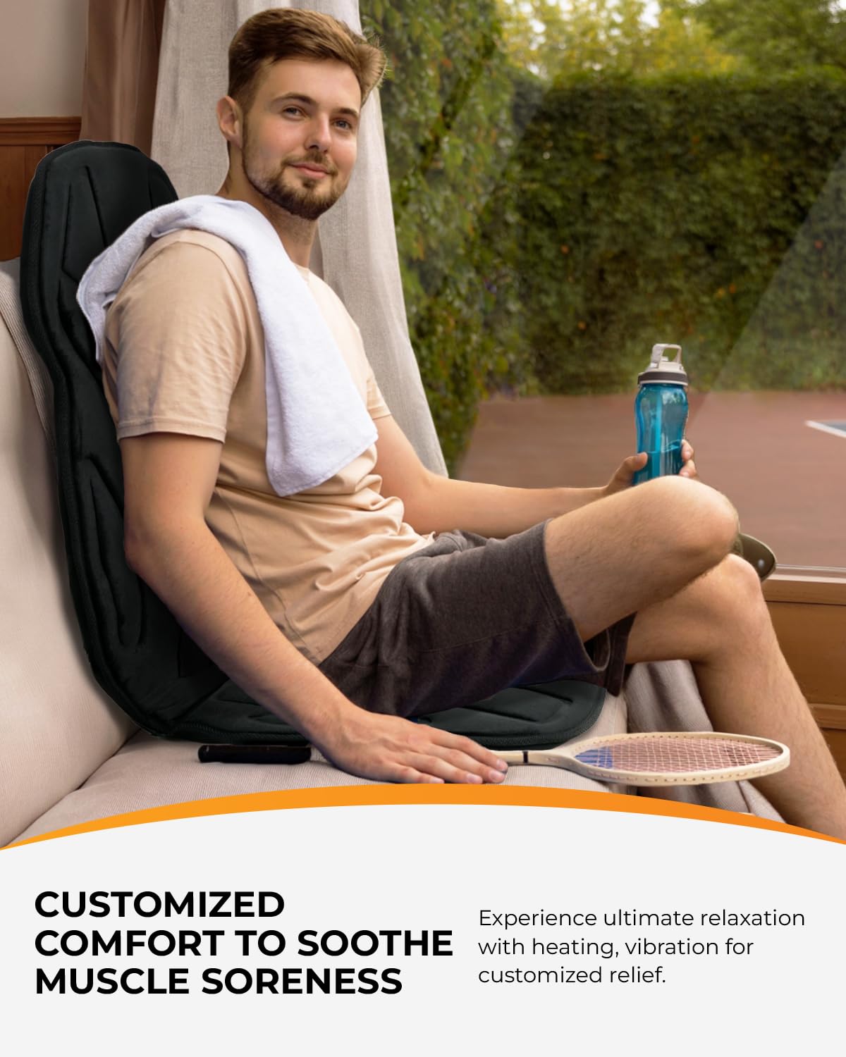 CooCoCo Vibration Back Massager with Heat, 8-Motor Massage Pad for Chair | Massage chair pad with storage bag, 3 heating zones, 5 modes, 3 intensities, foldable, 30/60/90-min timer for home office use