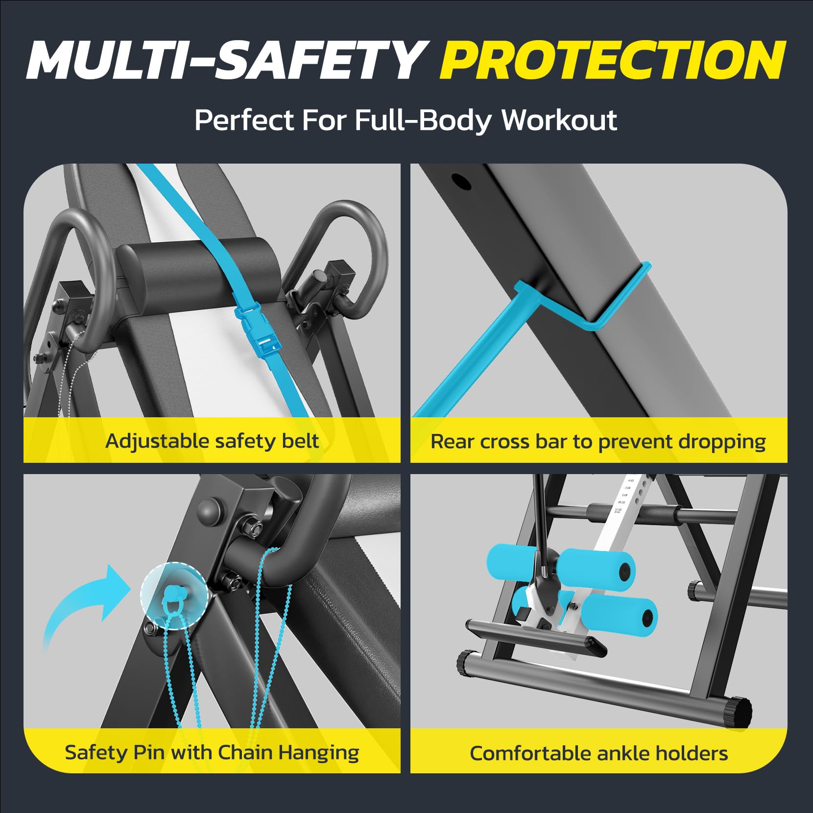 YOLEO Gravity Inversion Table for Back Pain Relief 2026 New Inversion Table | w/Lumbar Support, Easy to Assemble, Back Stretcher Machine 300 lbs