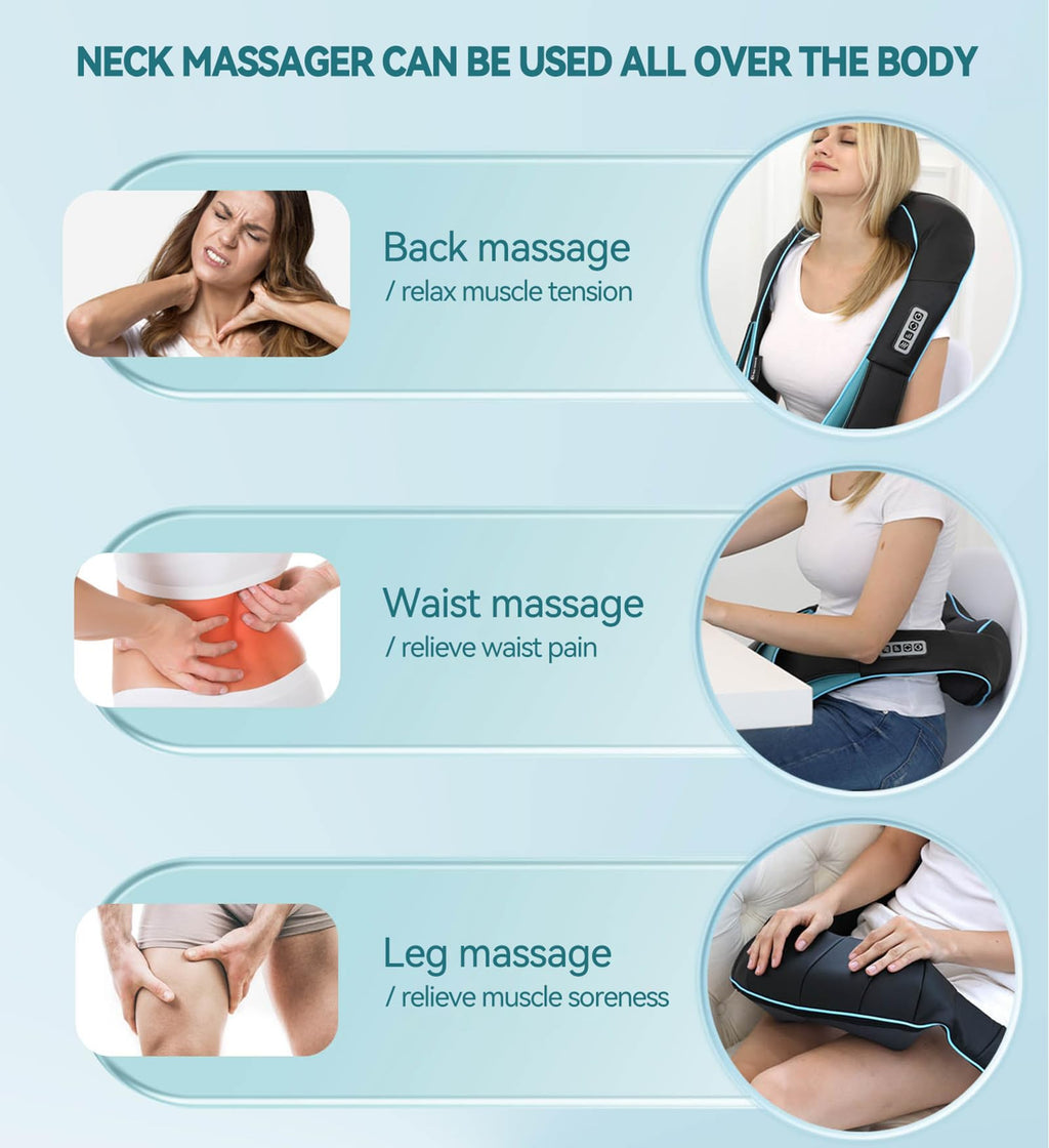 Mo Cuishle Women Men Gifts, Shiatsu Back Shoulder & Neck Massager with Heat | Electric Deep Tissue 4D Kneading Massage, Best Gifts for Mom Dad Wife Husband her Him, Christmas, Birthday (NOT Cordless)