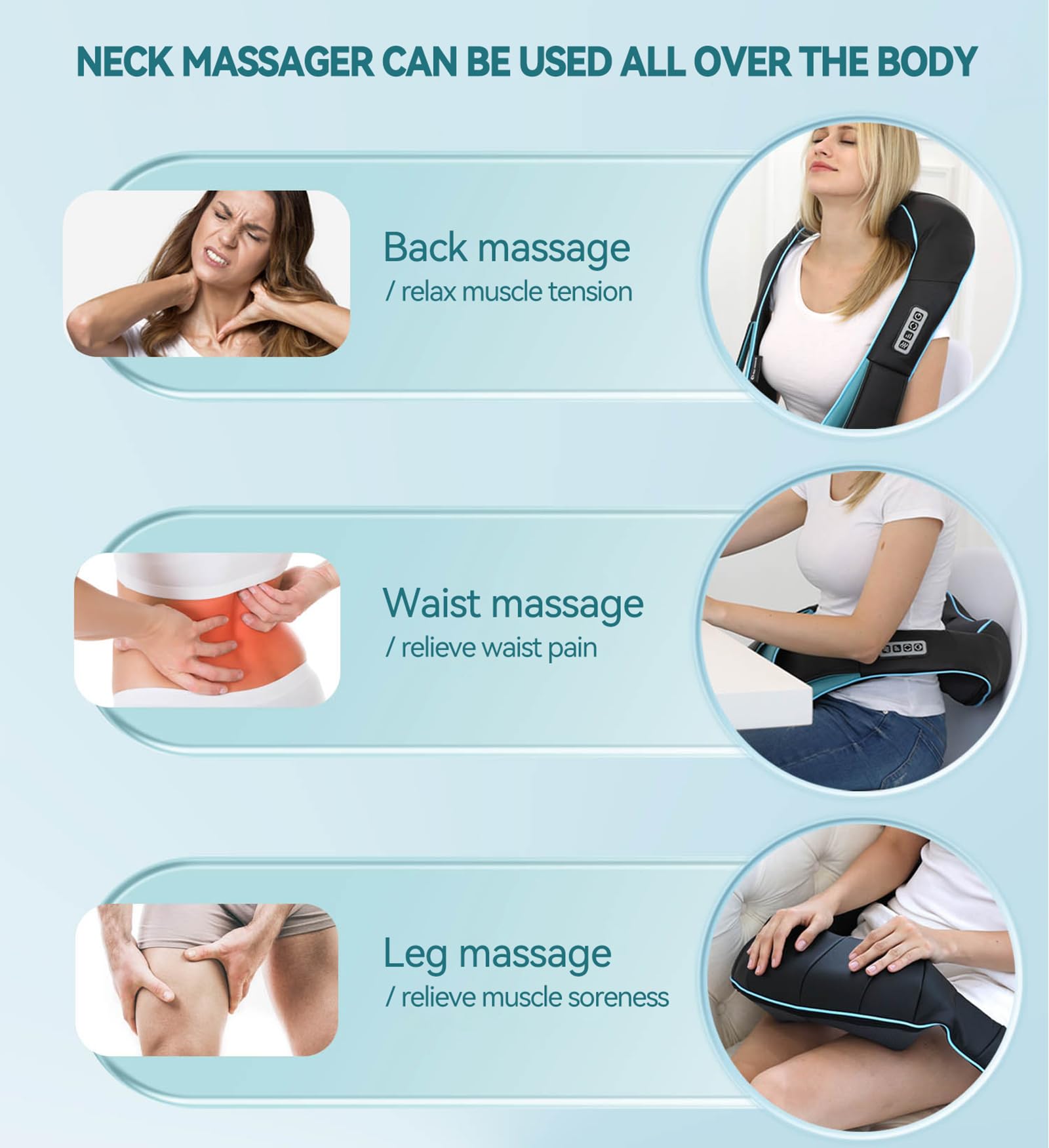 Mo Cuishle Women Men Gifts, Shiatsu Back Shoulder & Neck Massager with Heat | Electric Deep Tissue 4D Kneading Massage, Best Gifts for Mom Dad Wife Husband her Him, Christmas, Birthday (NOT Cordless)
