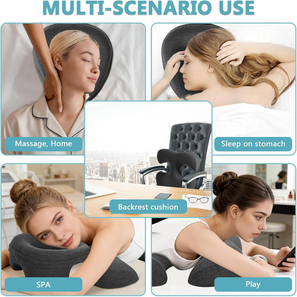 Face Down Massage Pillow for Sleeping, Non-Slip Bottom | Face Down Pillow with Non-Slip Bottom Home Head Cushion and Chest Cushion for SPA & Sleep (Gray)