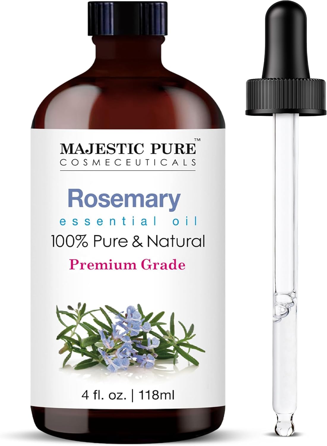 Majestic Pure Lavender Essential Oil for Diffuser - 4 Fl Oz | 100% Natural Essentials Oils for Aromatherapy, Soap and Candle Making Fragrance, Massage and Skin, Lavender Oil