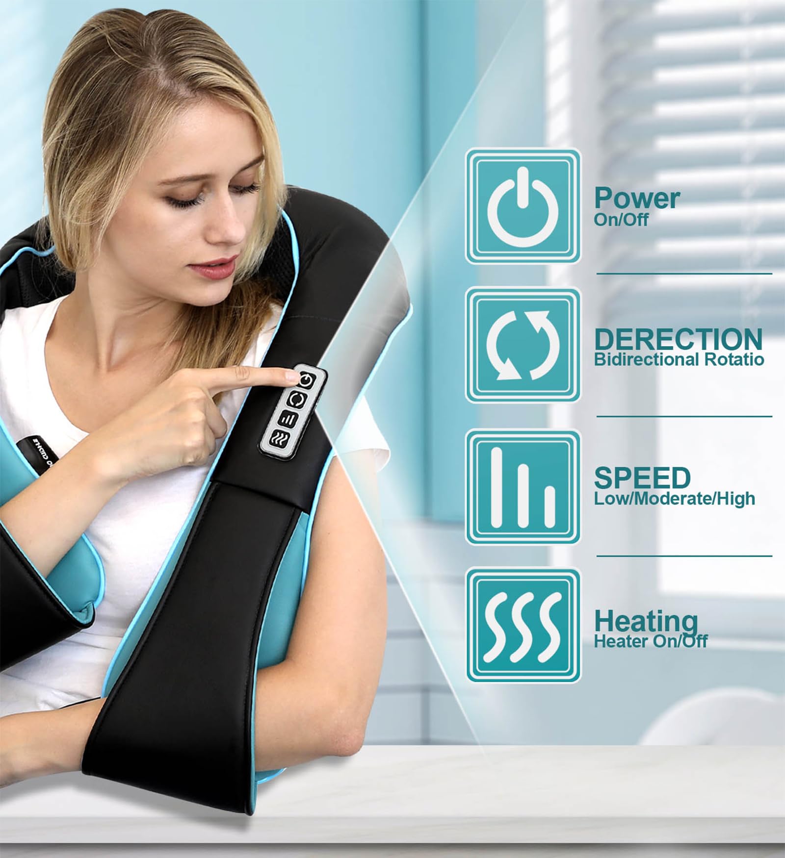 Mo Cuishle Women Men Gifts, Shiatsu Back Shoulder & Neck Massager with Heat | Electric Deep Tissue 4D Kneading Massage, Best Gifts for Mom Dad Wife Husband her Him, Christmas, Birthday (NOT Cordless)