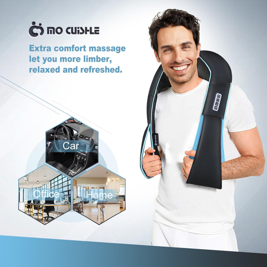 Mo Cuishle Women Men Gifts, Shiatsu Back Shoulder & Neck Massager with Heat | Electric Deep Tissue 4D Kneading Massage, Best Gifts for Mom Dad Wife Husband her Him, Christmas, Birthday (NOT Cordless)