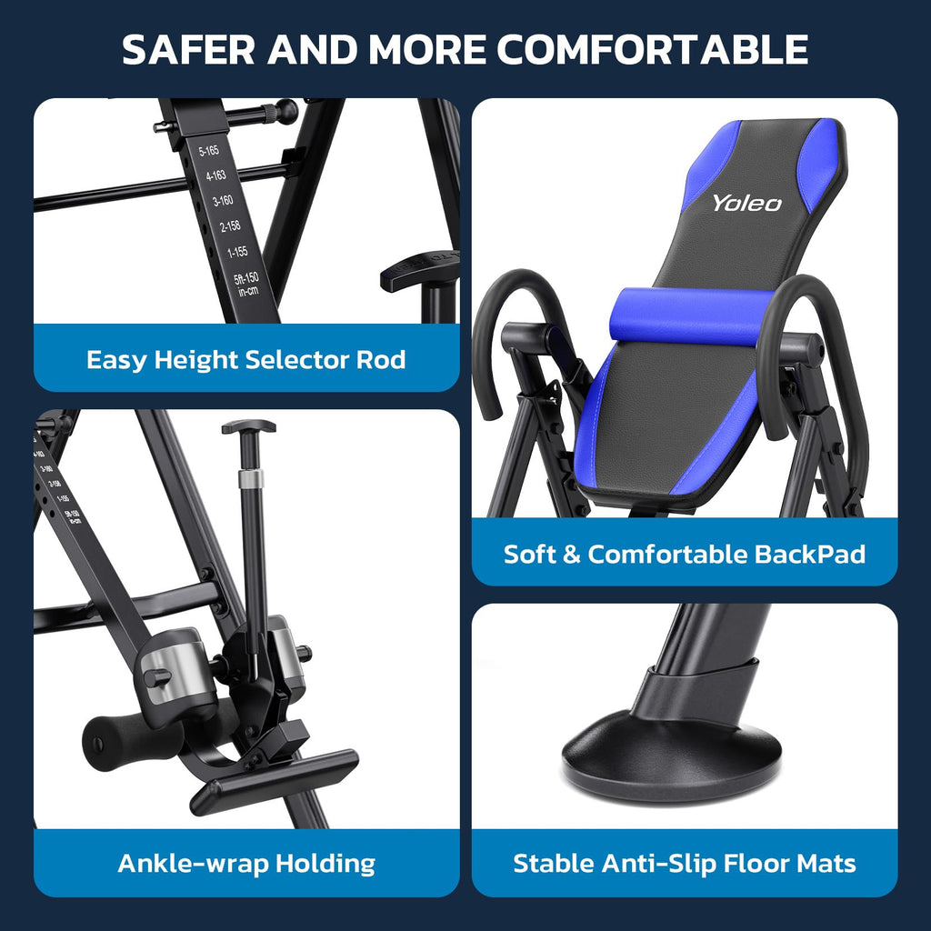 YOLEO Gravity Inversion Table for Back Pain Relief 2026 New Inversion Table | w/Lumbar Support, Easy to Assemble, Back Stretcher Machine 300 lbs
