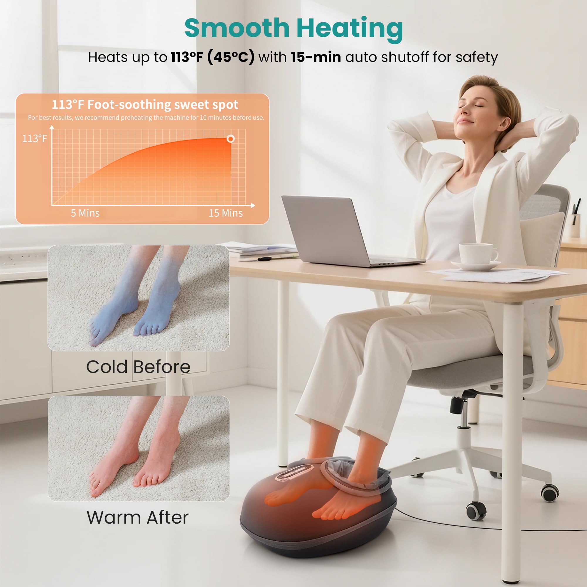 Nekteck Shiatsu Foot Massager with Heat [2026 Upgraded], 3 Modes Deep Kneading Therapy Air Compression, Feet Massage for Plantar Fasciitis, Relaxation Gifts for Men Women Mom Dad Birthday