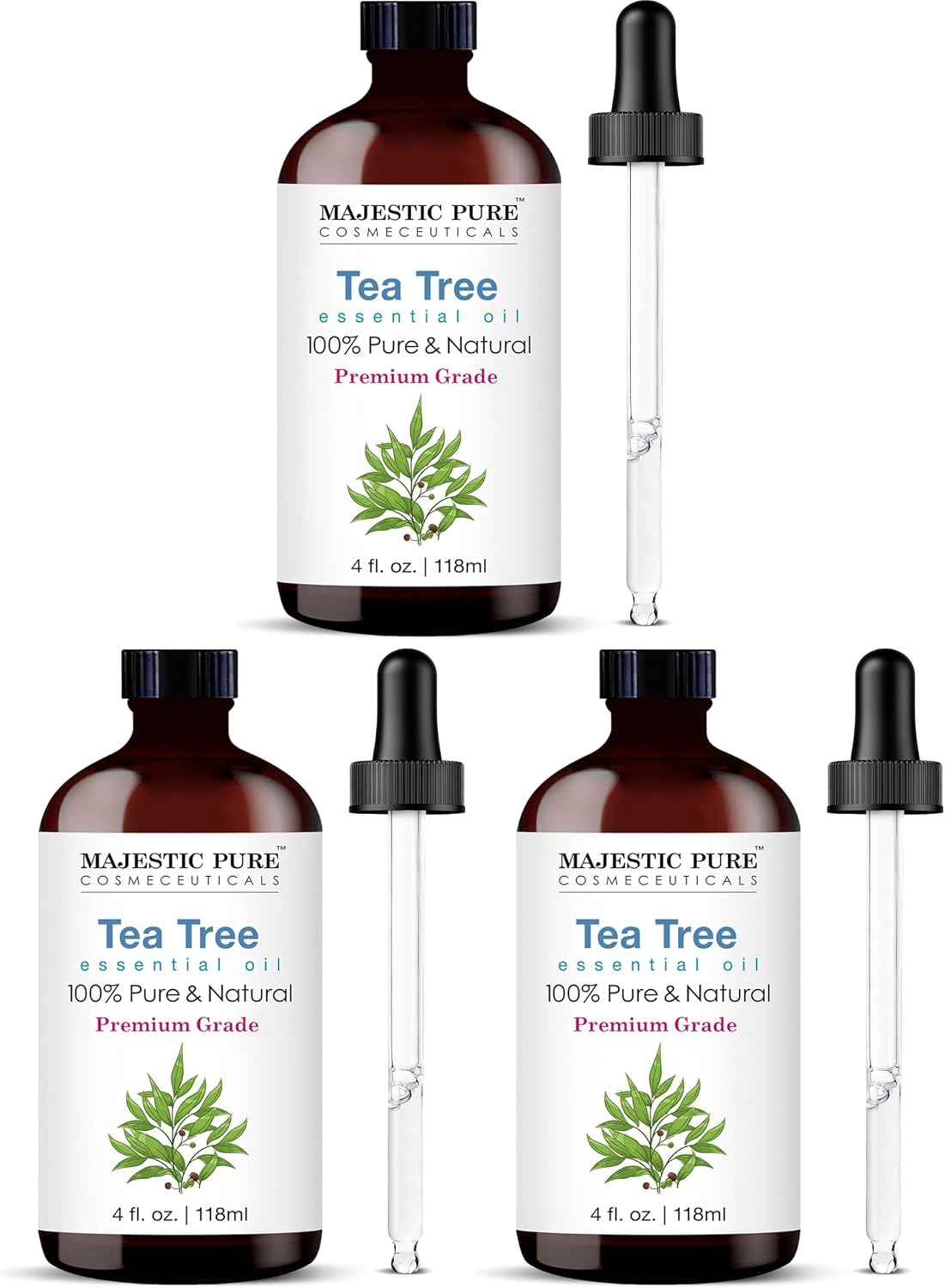 Majestic Pure Lavender Essential Oil for Diffuser - 4 Fl Oz | 100% Natural Essentials Oils for Aromatherapy, Soap and Candle Making Fragrance, Massage and Skin, Lavender Oil