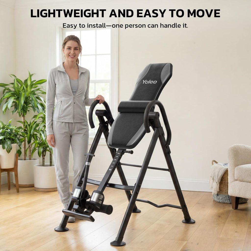 YOLEO Gravity Inversion Table for Back Pain Relief 2026 New Inversion Table | w/Lumbar Support, Easy to Assemble, Back Stretcher Machine 300 lbs