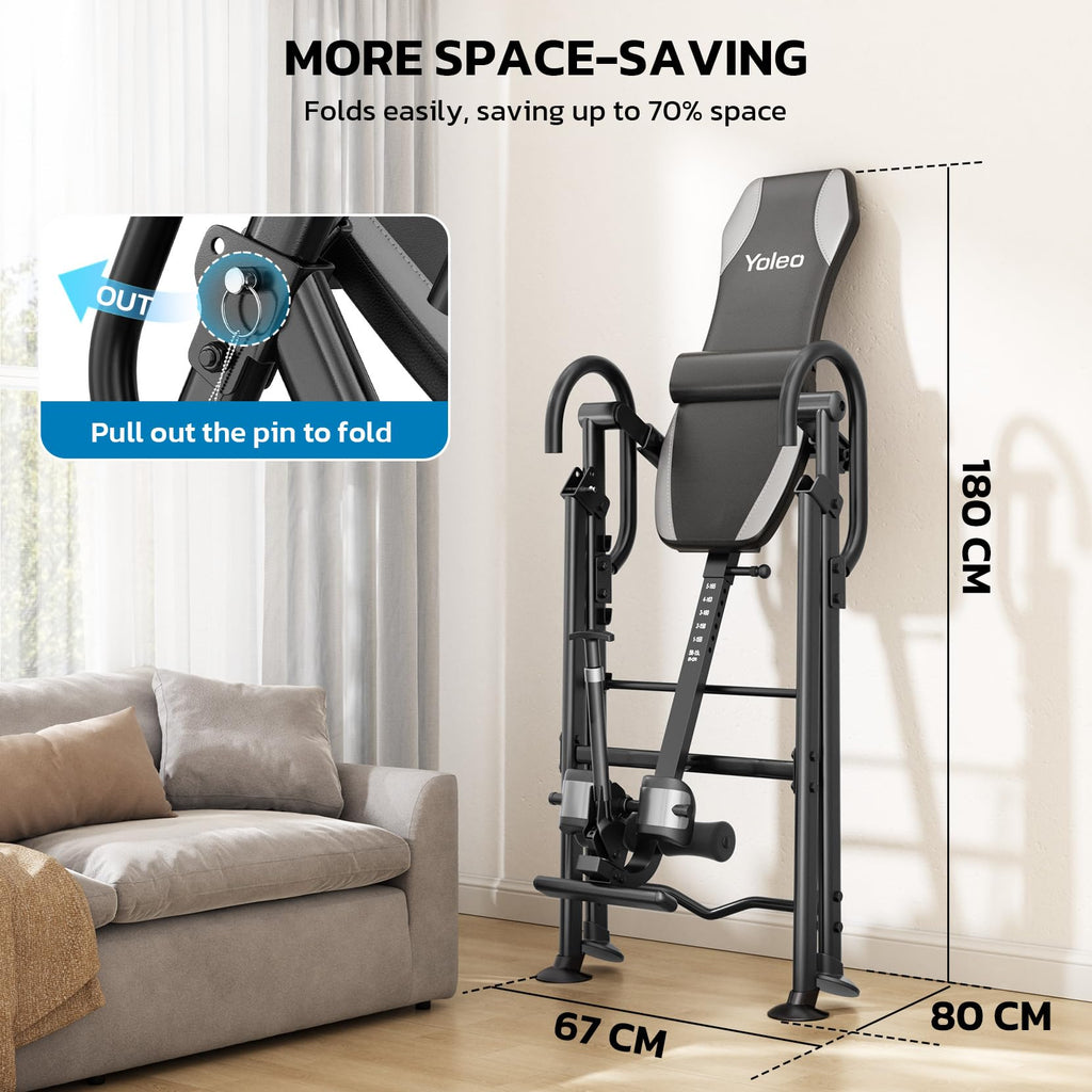 YOLEO Gravity Inversion Table for Back Pain Relief 2026 New Inversion Table | w/Lumbar Support, Easy to Assemble, Back Stretcher Machine 300 lbs
