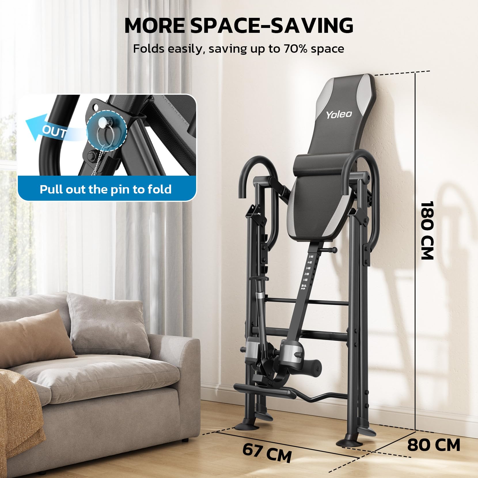 YOLEO Gravity Inversion Table for Back Pain Relief 2026 New Inversion Table | w/Lumbar Support, Easy to Assemble, Back Stretcher Machine 300 lbs