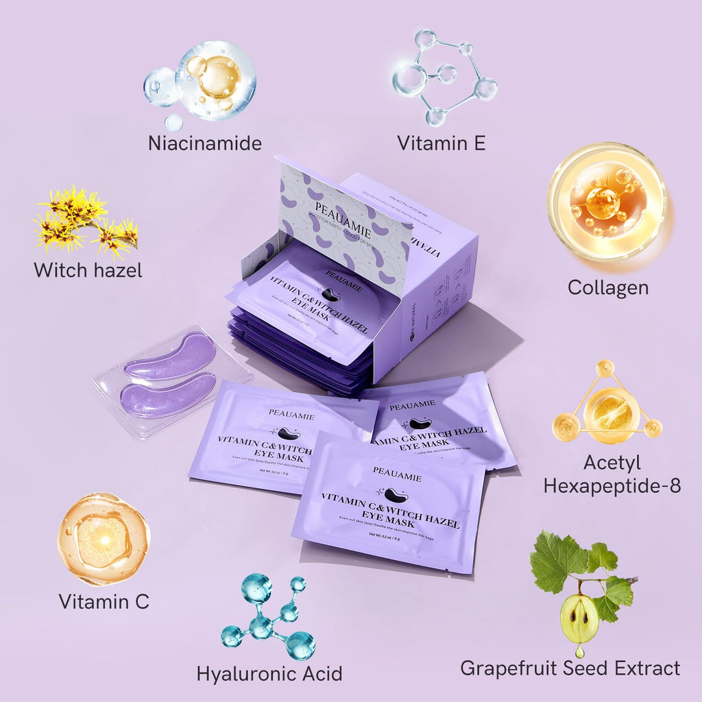 PEAUAMIE Under Eye Patches Gold and Hyaluronic Acid for puffy eyes,Rose Eye Masks for Dark Circles and Puffiness skin care Smooth Wrinkles products 30 Pairs