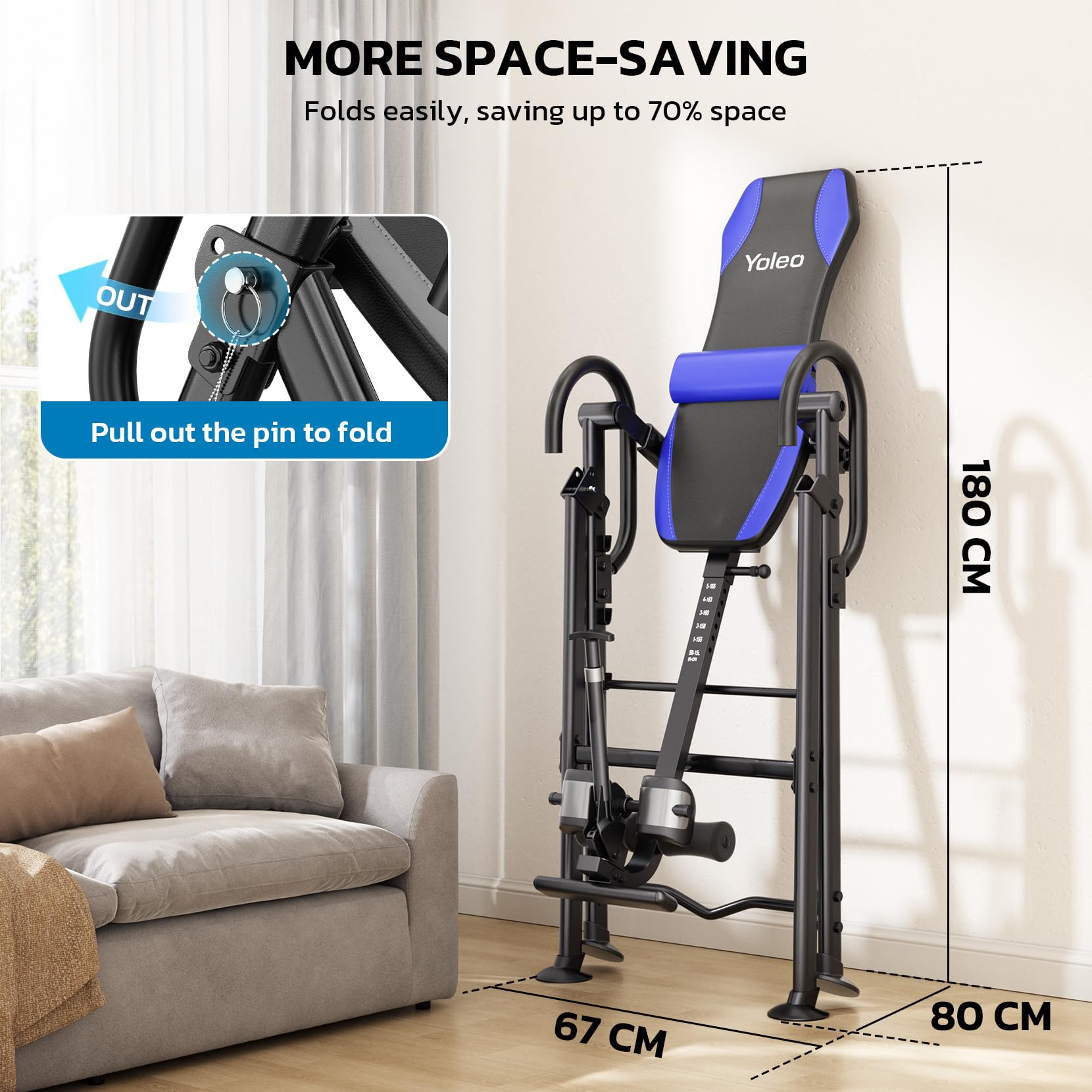 YOLEO Gravity Inversion Table for Back Pain Relief 2026 New Inversion Table | w/Lumbar Support, Easy to Assemble, Back Stretcher Machine 300 lbs