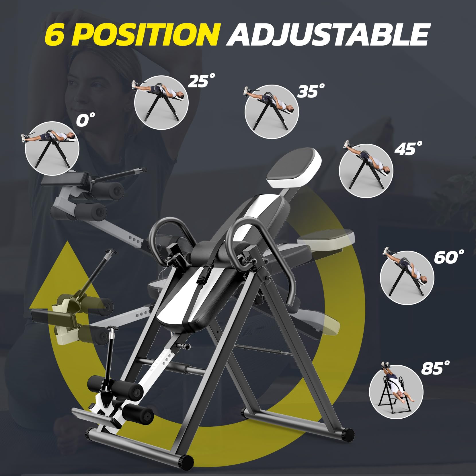 YOLEO Gravity Inversion Table for Back Pain Relief 2026 New Inversion Table | w/Lumbar Support, Easy to Assemble, Back Stretcher Machine 300 lbs