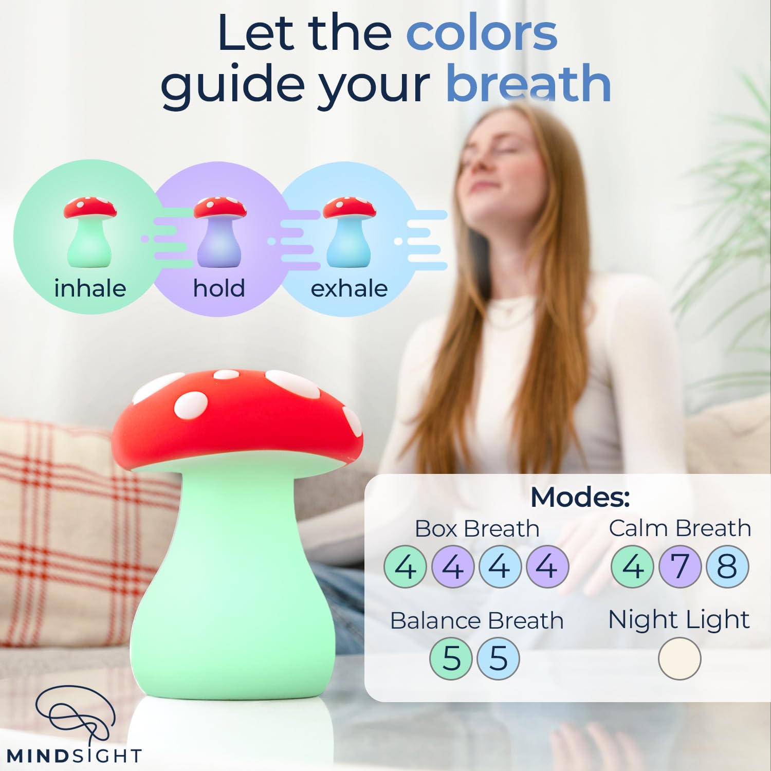 Mindsight 'Original Breathing Buddha' Guided Visual Meditation | 3 Modes to Slow Your Breathing & Calm Your Mind | Stress & Anxiety Relief | Wellness Gift | Adults, Kids, Classrooms | USB Rechargeable