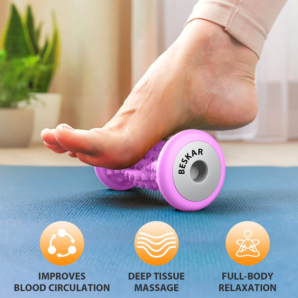 BESKAR Foot Massager Roller for Plantar Fasciitis Relief | Portable Foot Roller to Deep Tissue Muscle Massage, Foot Arch and Heel Pain, Foot Trigger Point Therapy, Reflexology Tool